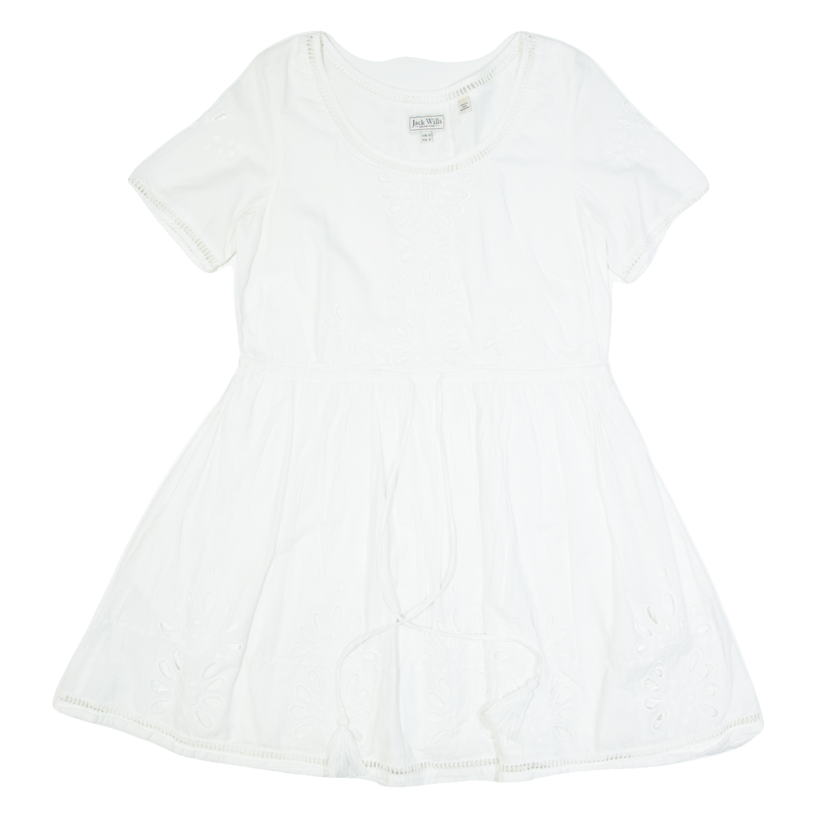 JACK WILLS Womens Day Dress White Short Sleeve Knee Length UK 12 Refurbished - N/A refurbished available on Cerqular