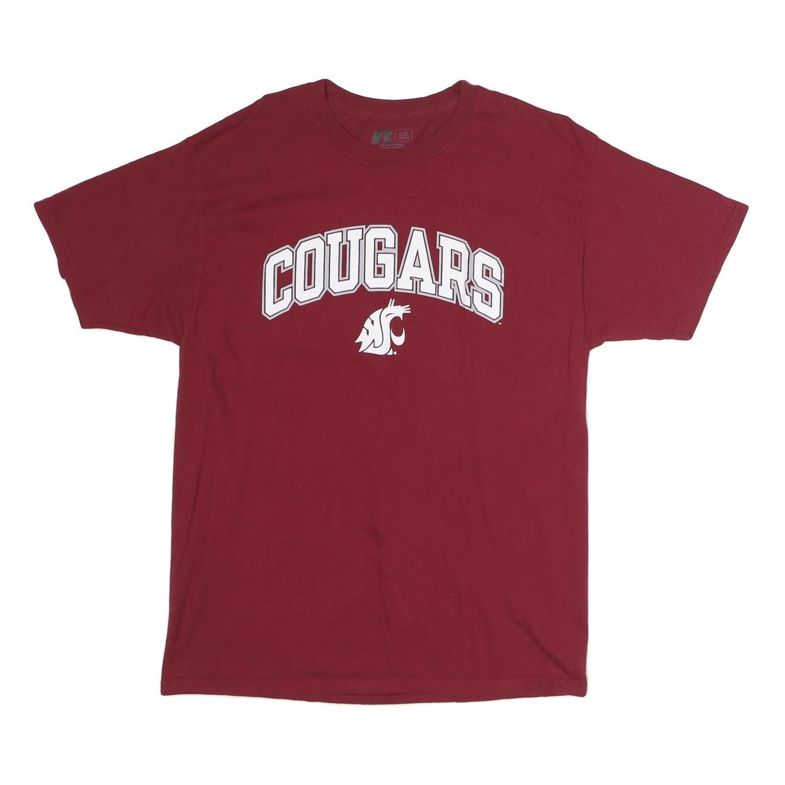 RUSSELL ATHLETIC Mens Maroon Cougars Graphic T-Shirt L Short Sleeve Crew Neck Refurbished - N/A refurbished available on Cerqular