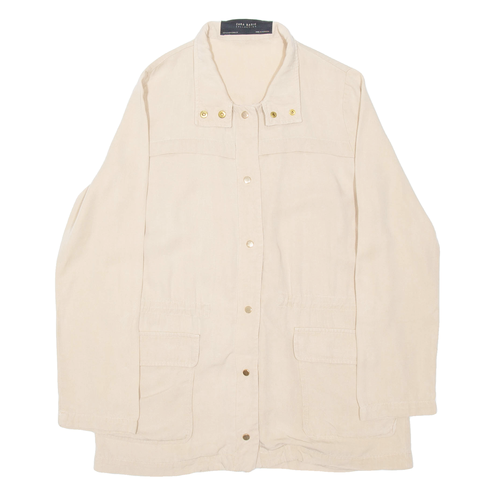 ZARA Womens Shirt Beige Button Neck Long Sleeve XS Refurbished - N/A refurbished available on Cerqular