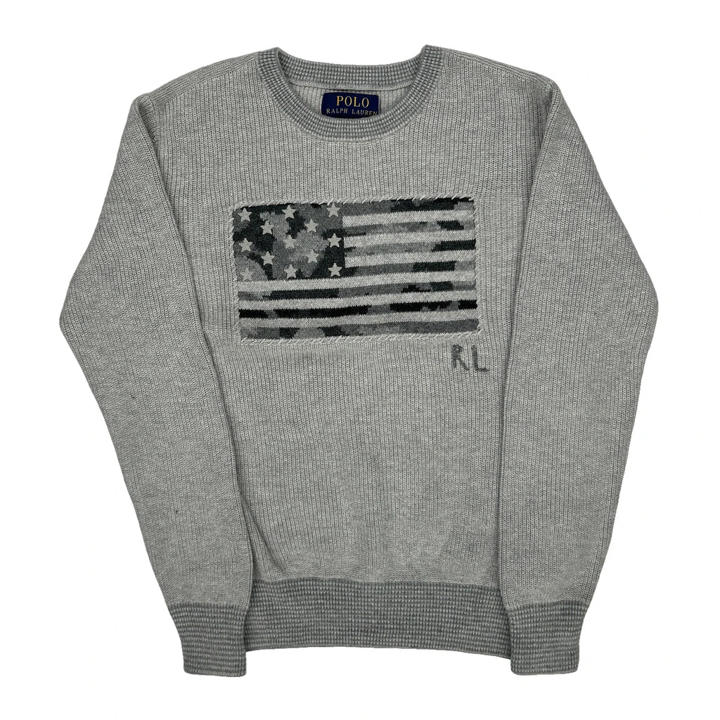Age 6-7 Polo By Ralph Lauren Graphic Sweatshirt - Small Grey Cotton Refurbished - Thrifted (note: this is a term often used to describe second- refurbished available on Cerqular