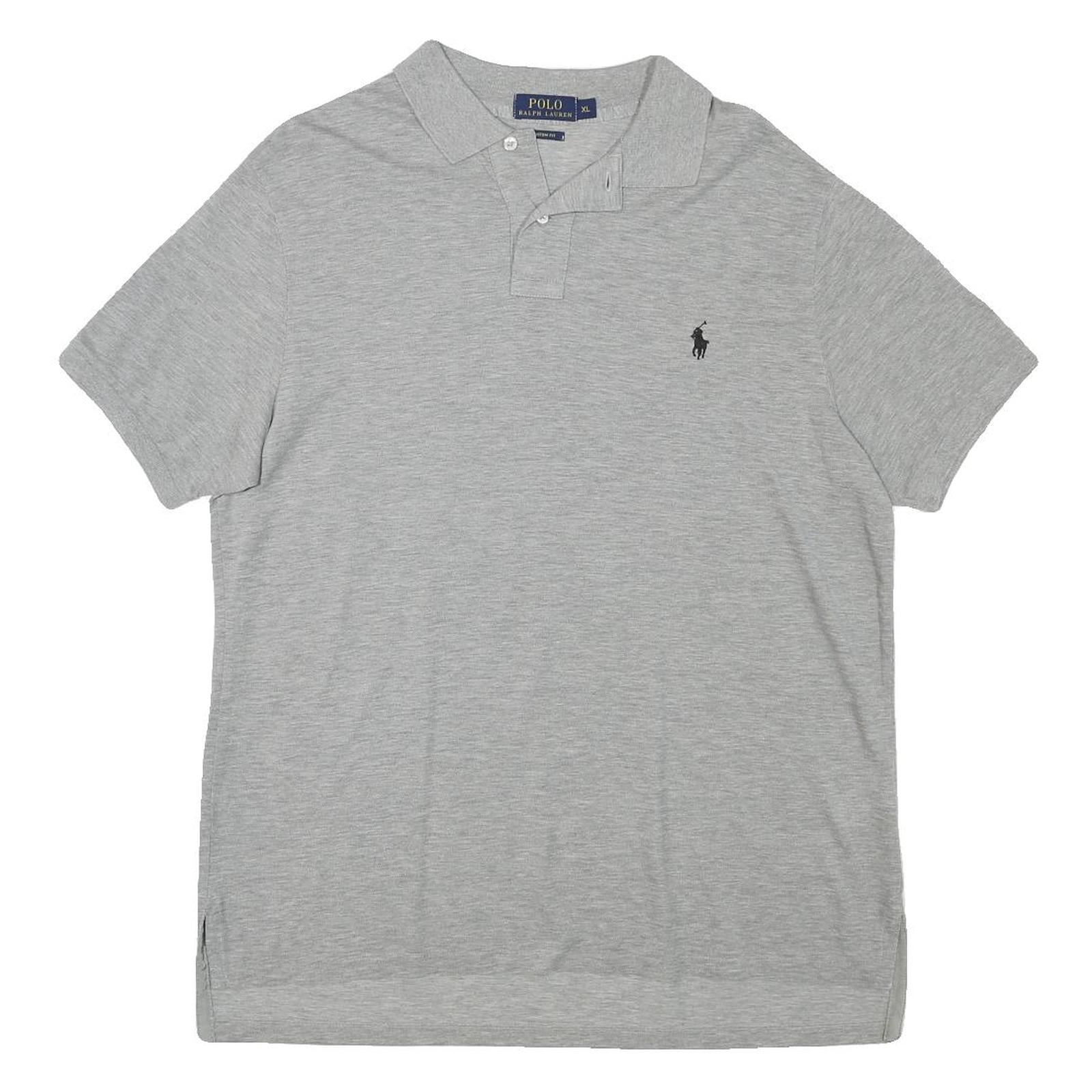POLO RALPH LAUREN Mens Grey Short Sleeve Plain XL Cotton Blend Polo Shirt Refurbished - N/A refurbished available on Cerqular