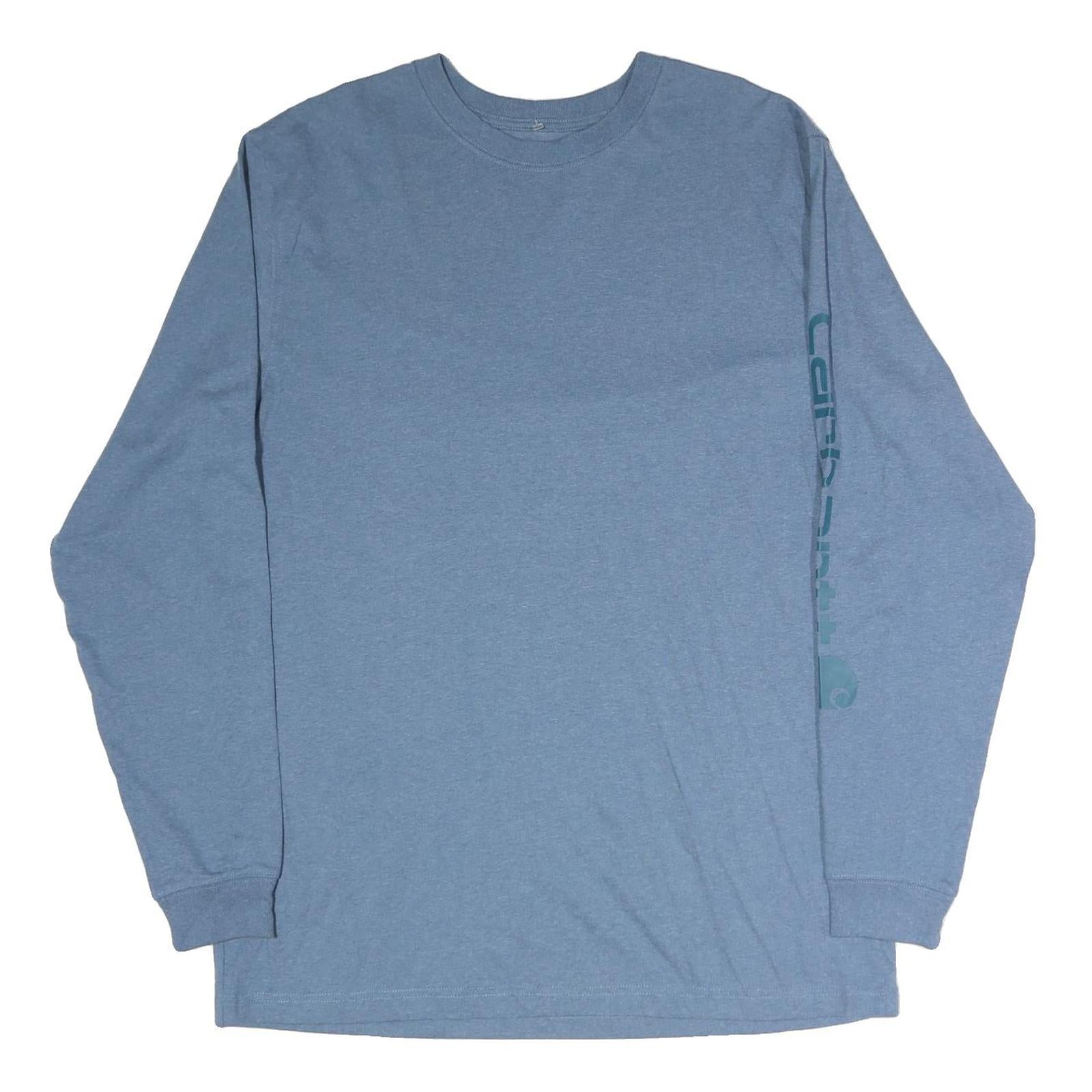 CARHARTT Mens Blue Long Sleeve Crew Neck Cotton T-Shirt L Sleeve Logo Refurbished - N/A refurbished available on Cerqular
