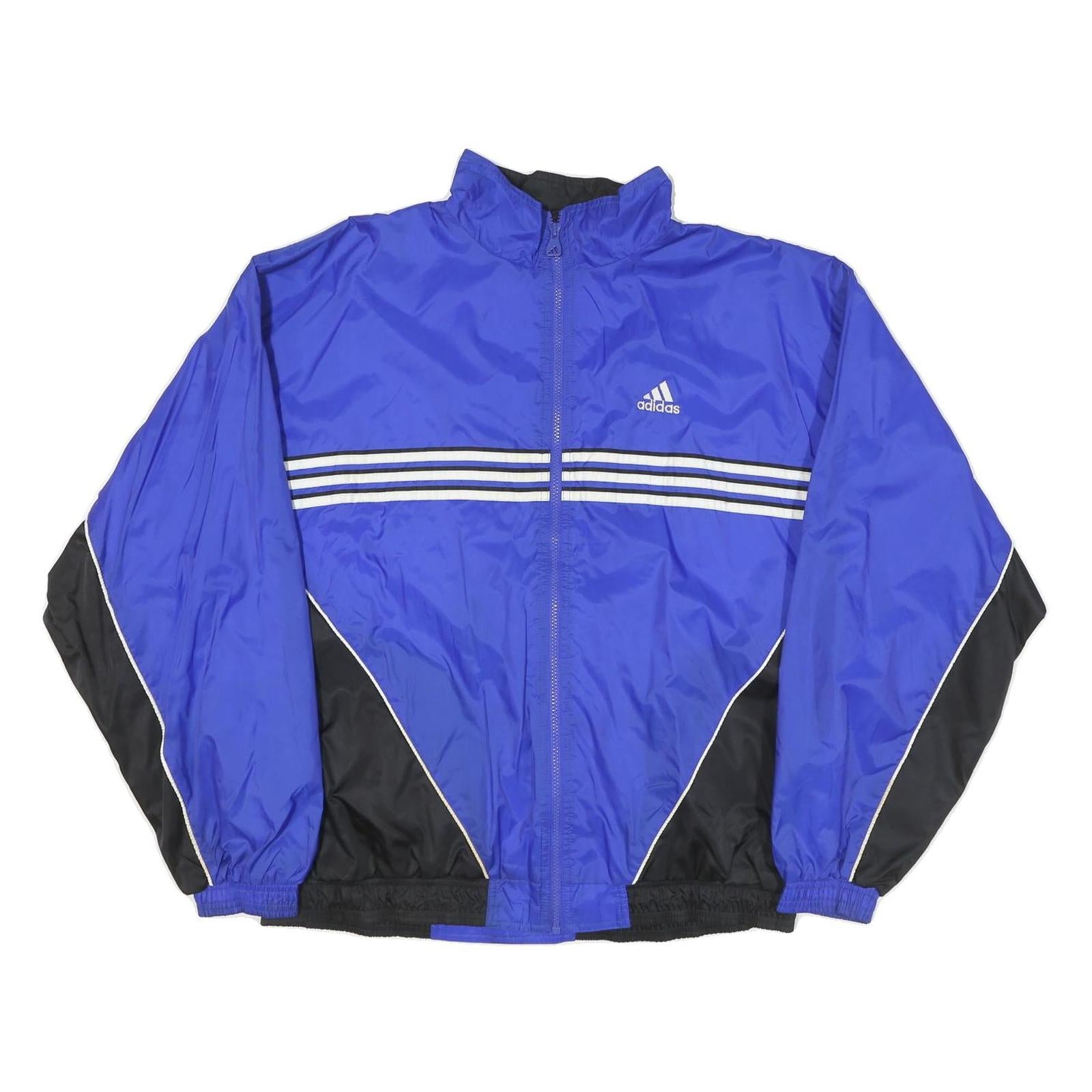 ADIDAS Mens Blue & Black Nylon Zip Jacket L Sportswear Track Windbreaker Refurbished - N/A refurbished available on Cerqular