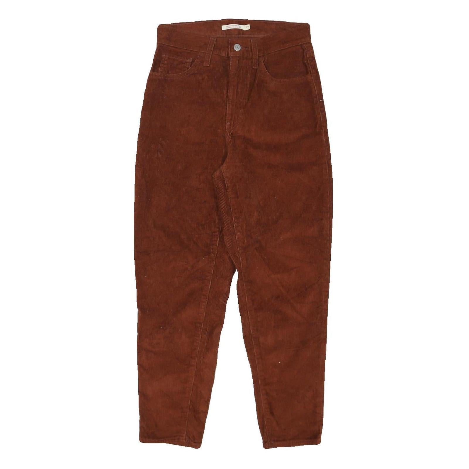 LEVI'S Womens Brown Relaxed Tapered Trousers W27 L26 Corduroy Cotton Blend Zip Refurbished - N/A refurbished available on Cerqular