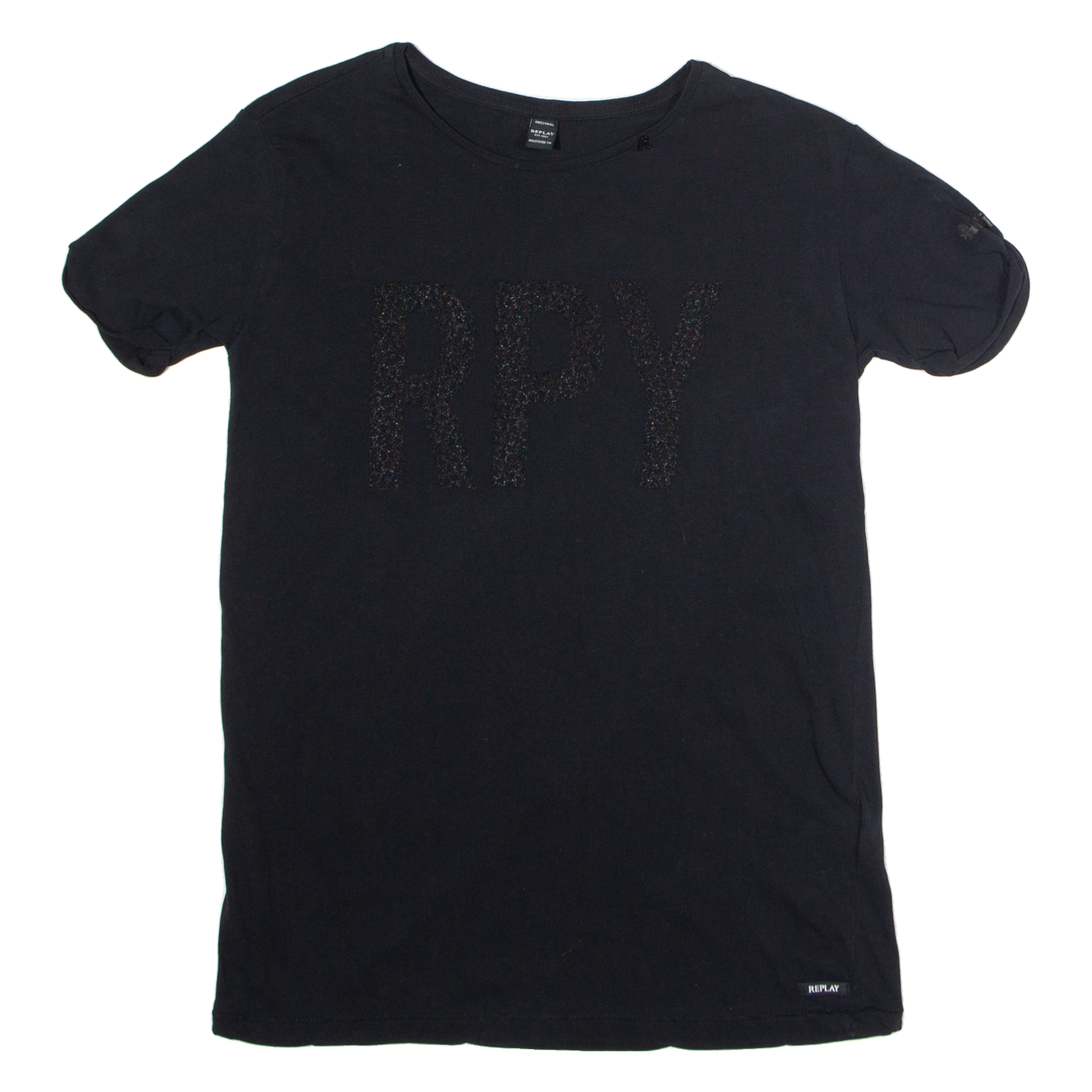 REPLAY Womens T-Shirt Black Crew Neck S Refurbished - N/A refurbished available on Cerqular