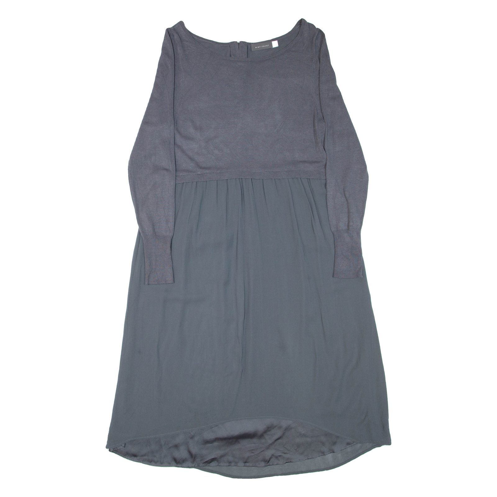 MINT VELVET Womens Day Dress Grey Viscose Long Sleeve Hi-Low L Refurbished - N/A refurbished available on Cerqular