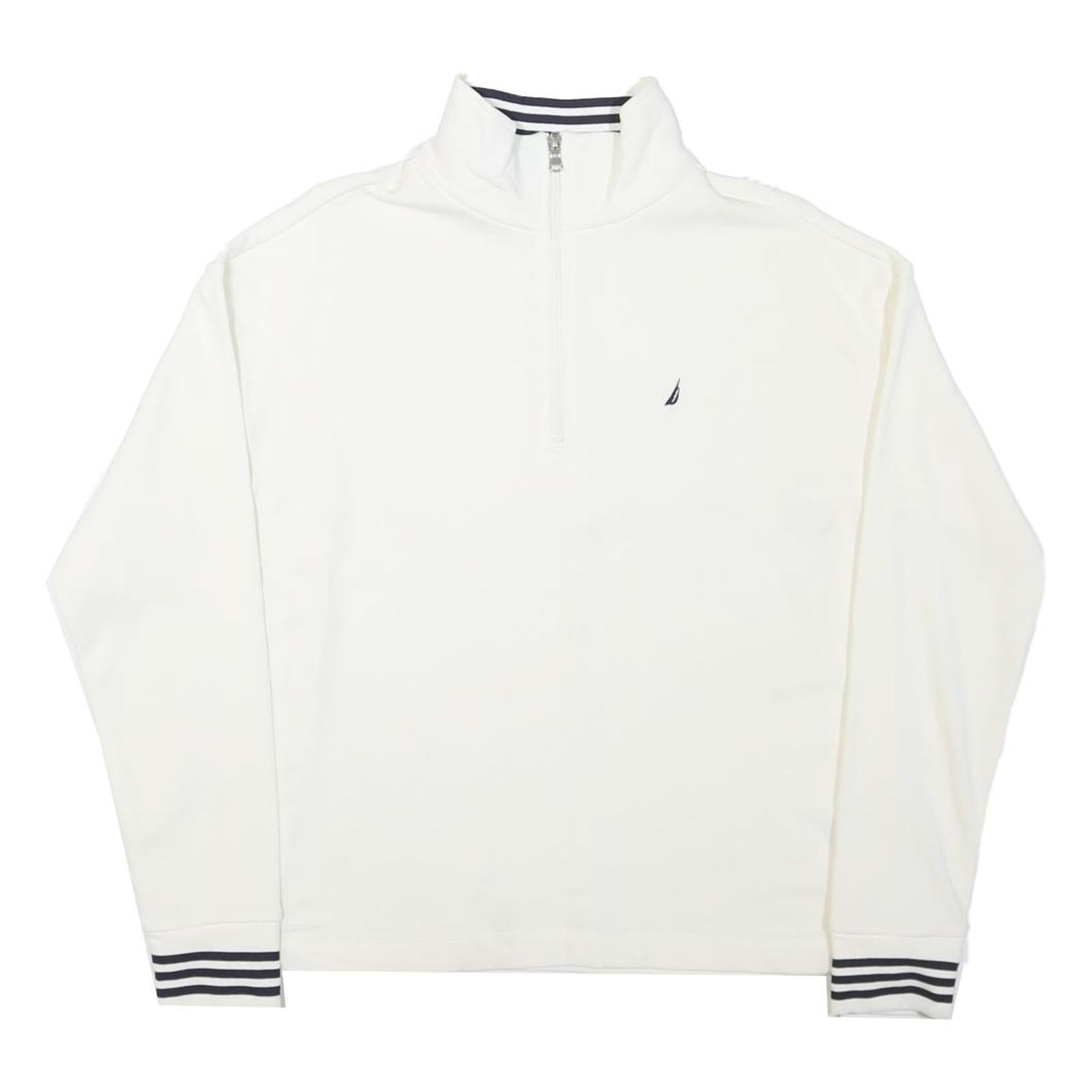 NAUTICA Mens White Quarter Zip Sweatshirt S Cotton Blend Casual Sportswear Refurbished - N/A refurbished available on Cerqular