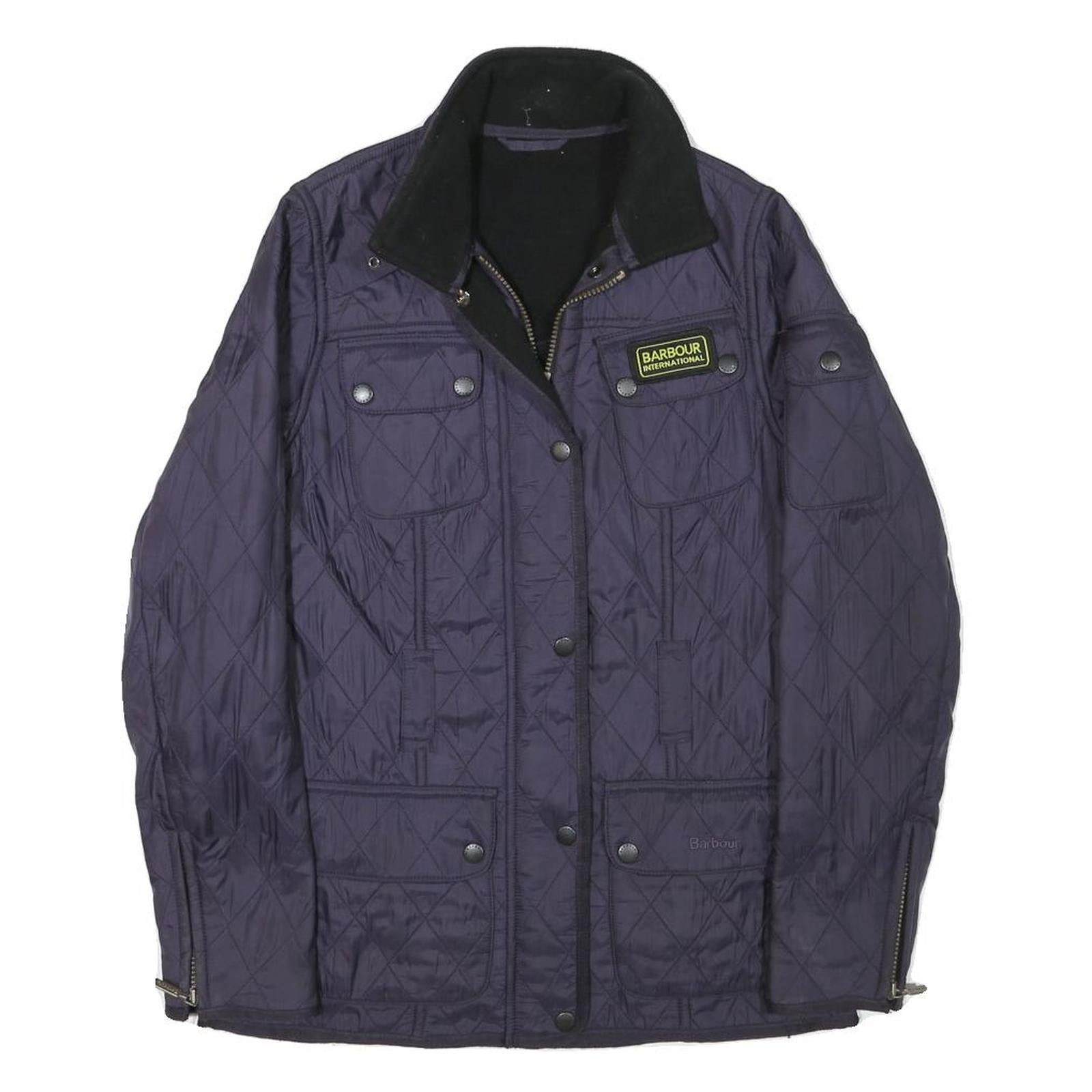 BARBOUR INTERNATIONAL Womens Navy Blue Quilted Jacket UK 6 Polyester Blend Zip Refurbished - N/A refurbished available on Cerqular