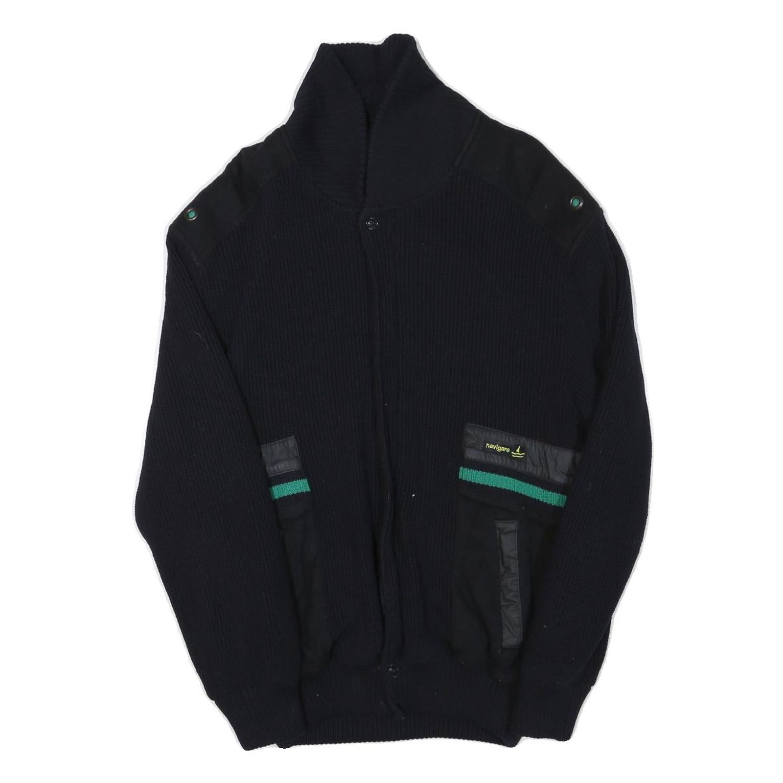 NAVIGARE Mens Black Wool Blend Jacket S Knit Zip Up Plain Stylish Casual Refurbished - N/A refurbished available on Cerqular