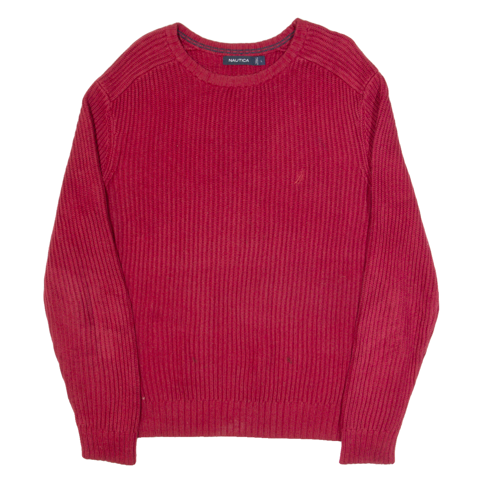 NAUTICA Mens Jumper Red Chunky Knit L Refurbished - N/A refurbished available on Cerqular