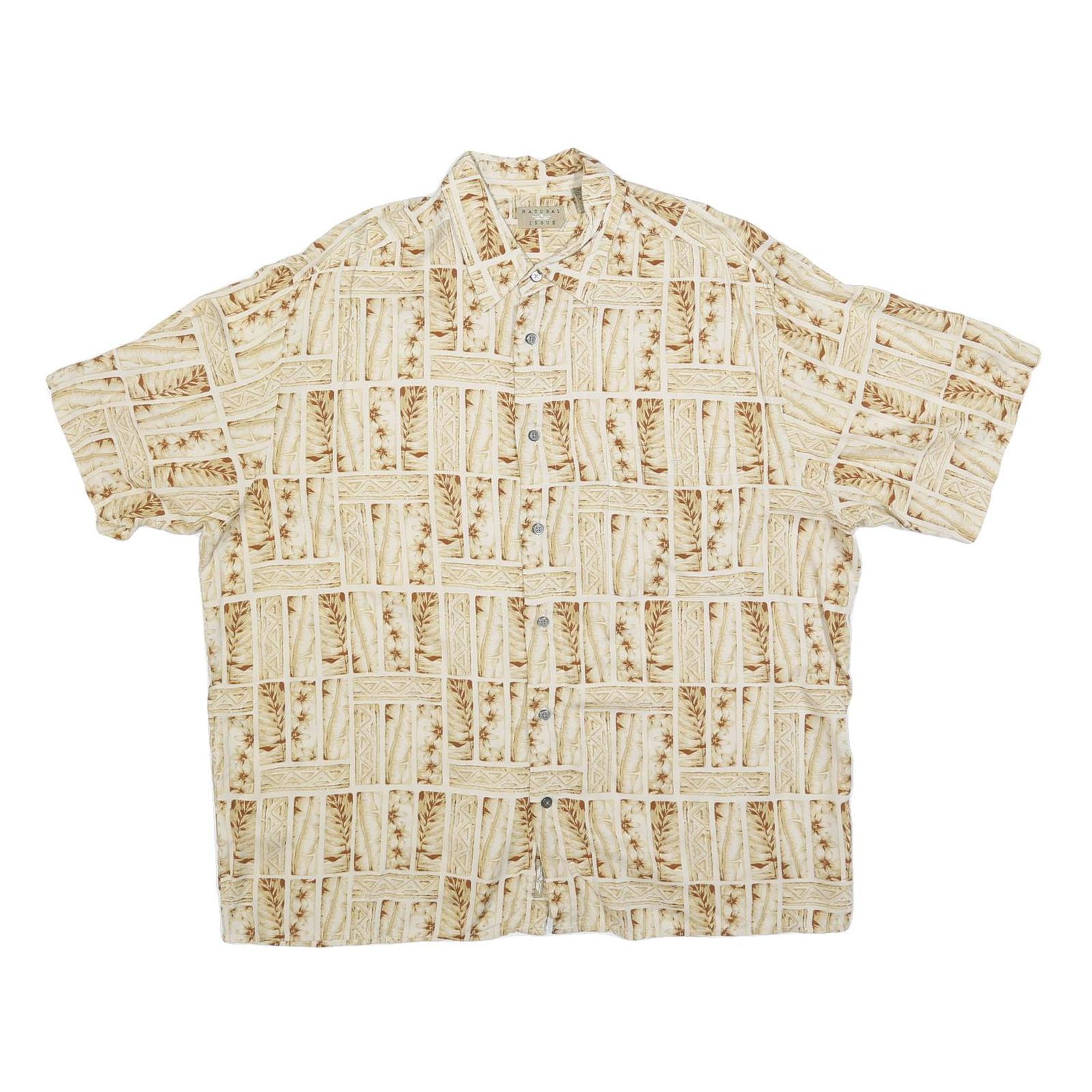 NATURAL ISSUE Mens Beige Cream Printed Cotton Blend Shirt XL Summer Casual Refurbished - N/A refurbished available on Cerqular