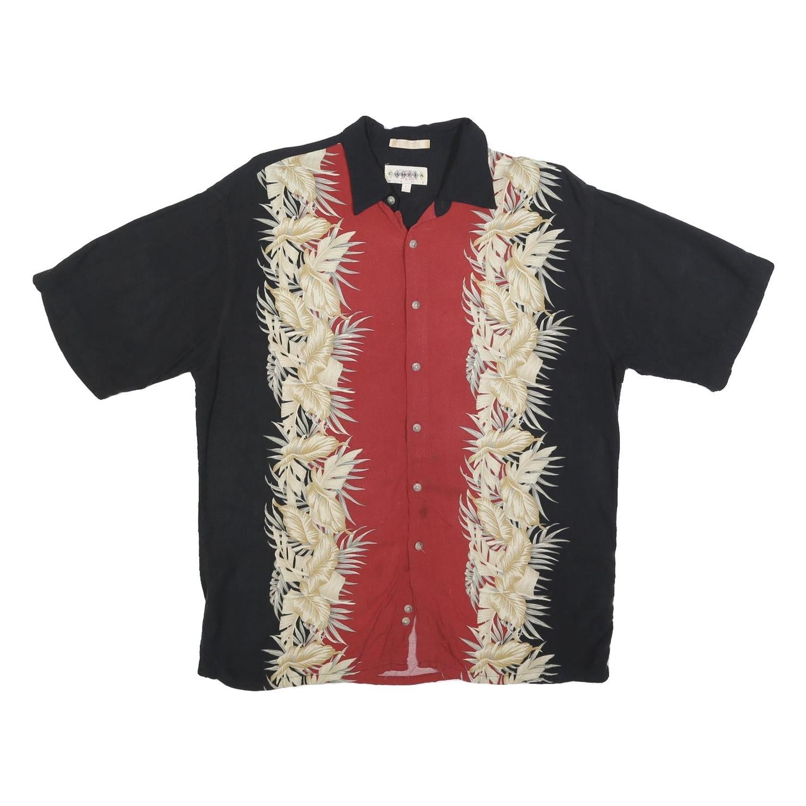 CAMPIA Mens Black & Red Rayon Short Sleeve Shirt L Hawaiian Style Refurbished - N/A refurbished available on Cerqular