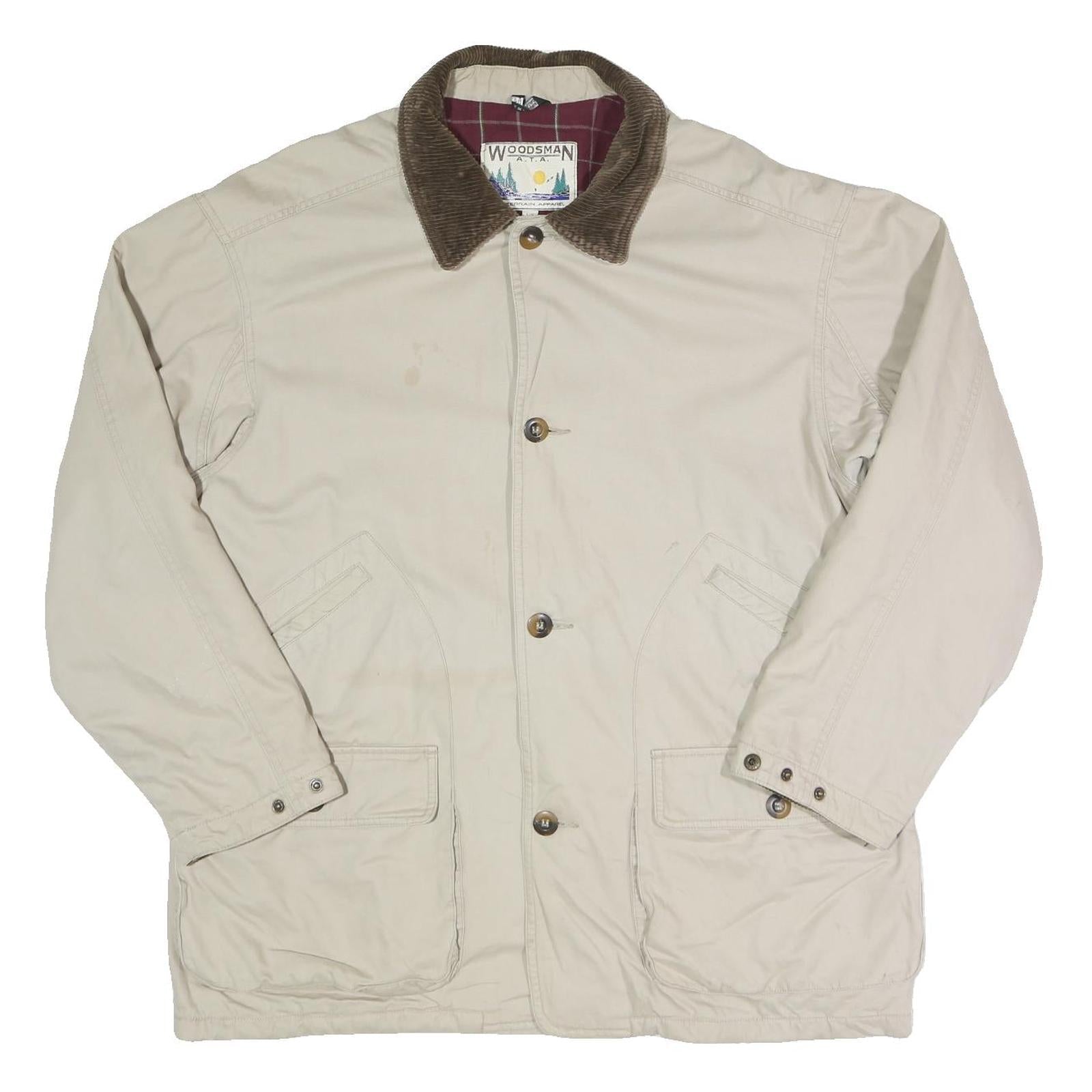 WOODSMAN ATA Mens Beige & Brown Casual Button Cotton Blend Jacket L Corduroy Refurbished - N/A refurbished available on Cerqular