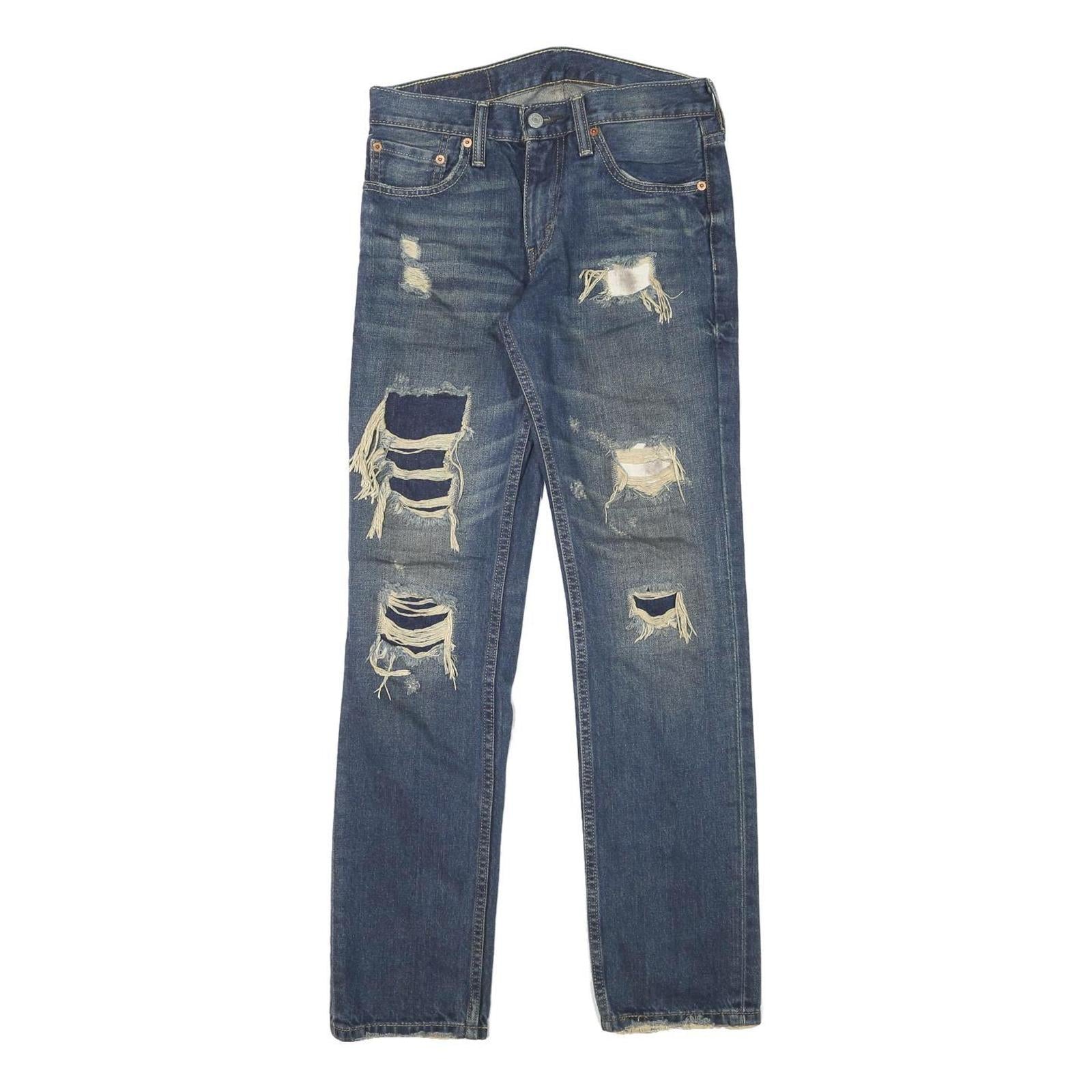 LEVI'S 511 Mens Jeans Blue Slim Skinny Denim Medium W28 L30 Distressed Refurbished - N/A refurbished available on Cerqular