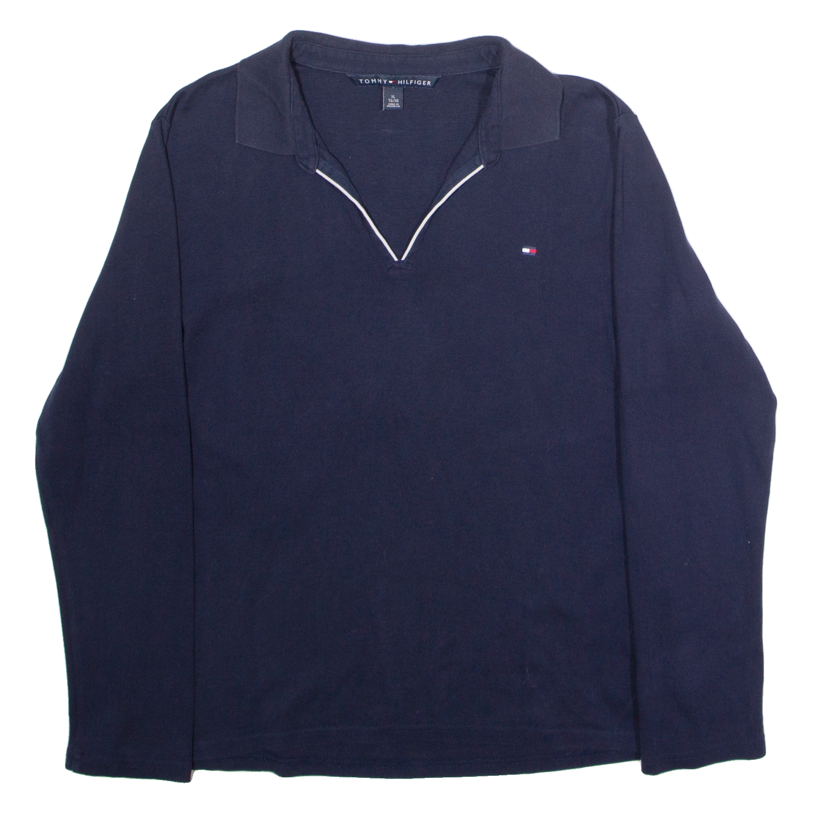 TOMMY HILFIGER Womens Jumper Blue Collared Tight Knit XL Refurbished - N/A refurbished available on Cerqular