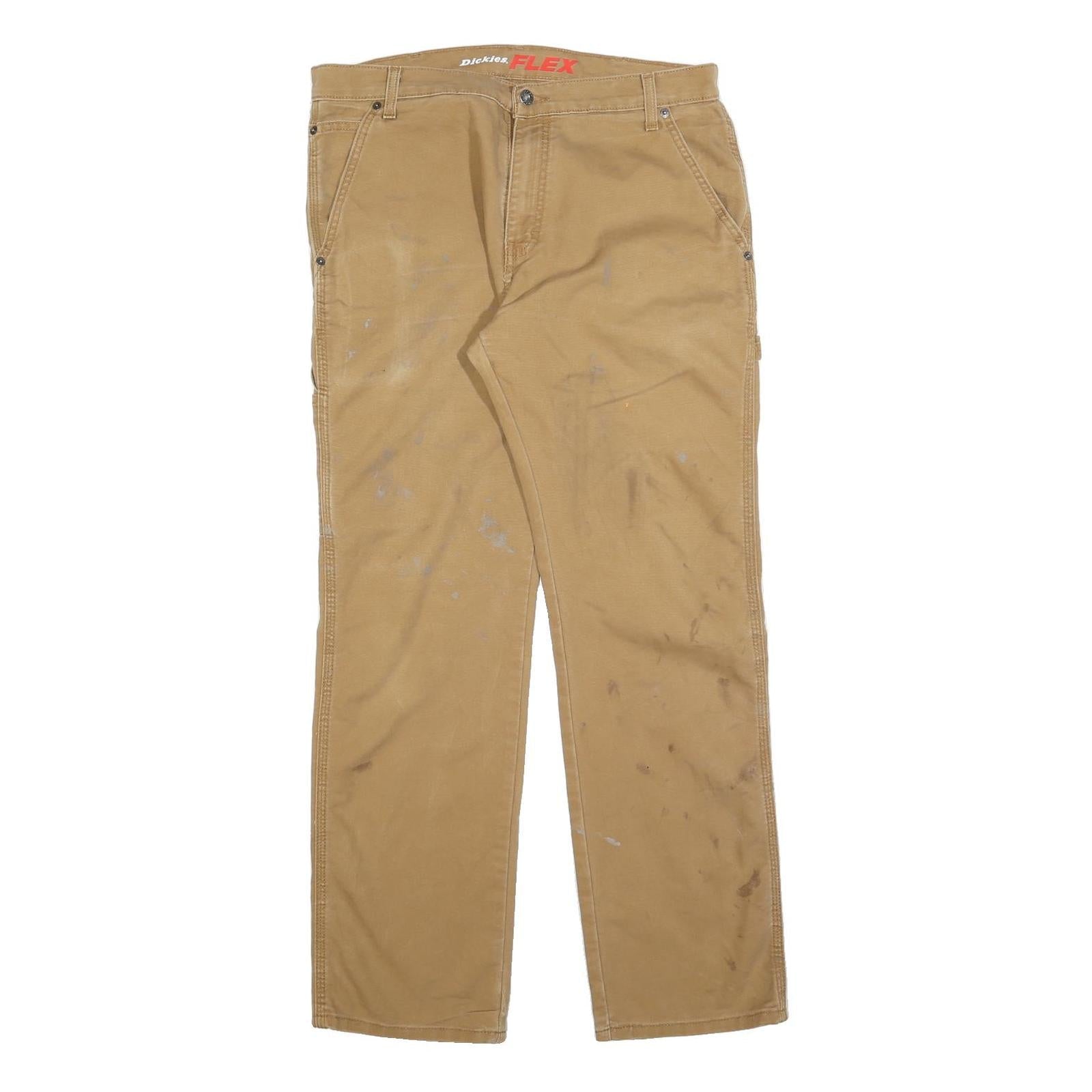 DICKIES Mens Cotton Blend Beige Regular Fit Straight Leg Trousers W34 L32 Refurbished - N/A refurbished available on Cerqular
