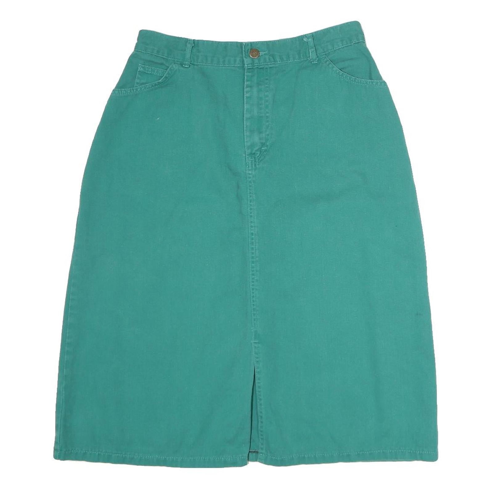 LEE Womens Green Cotton Blend Straight Knee Length Woven Skirt M Casual Comfort Refurbished - N/A refurbished available on Cerqular