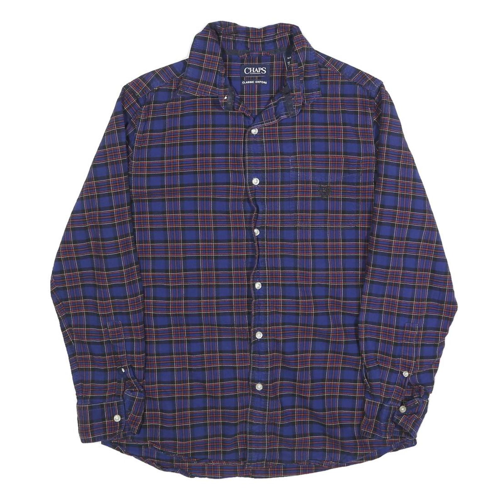 CHAPS Mens Blue & Red Check Shirt S Classic Oxford Cotton Blend Long Sleeve Refurbished - N/A refurbished available on Cerqular