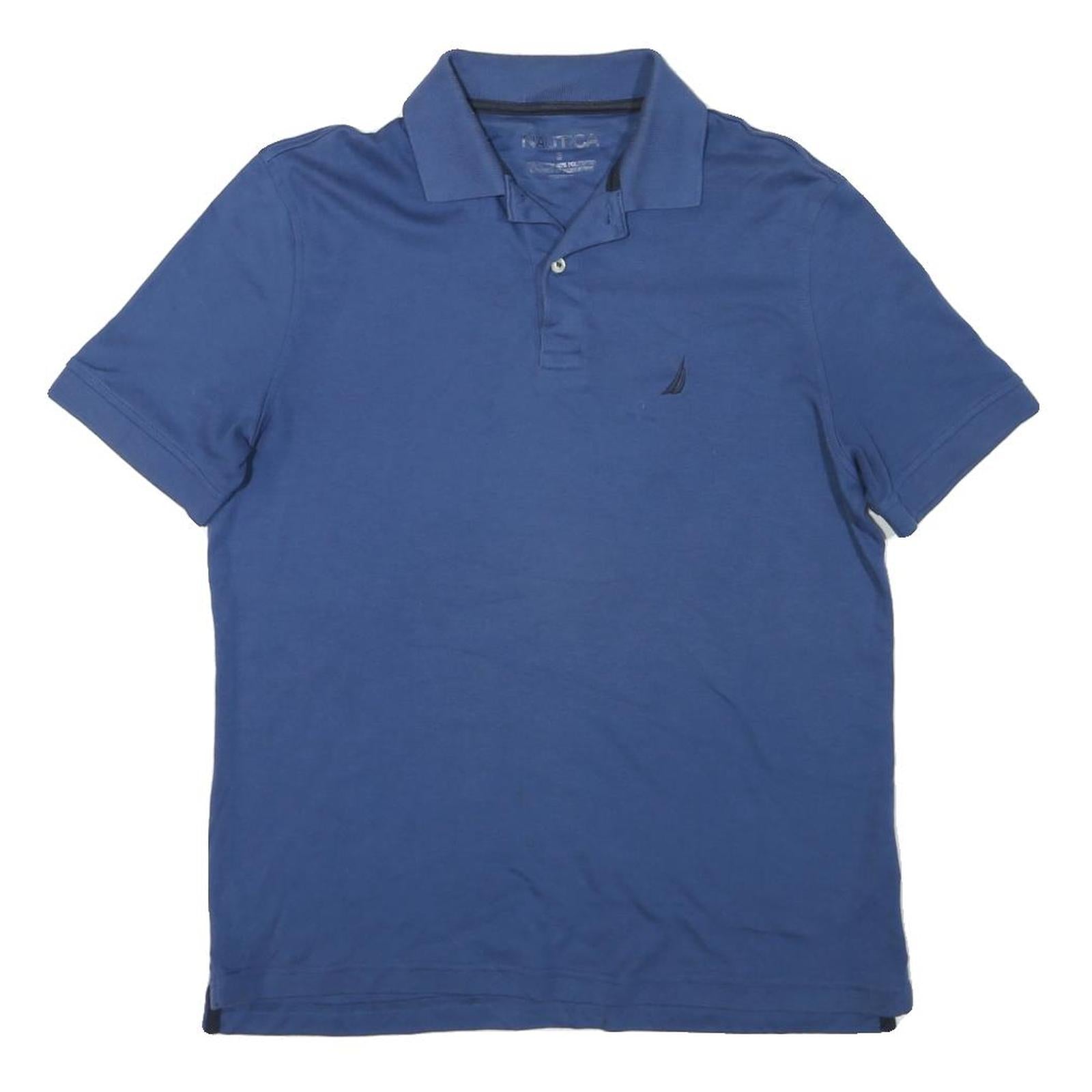 NAUTICA Mens Blue Short Sleeve Plain S Cotton Blend Casual Polo Shirt Refurbished - N/A refurbished available on Cerqular