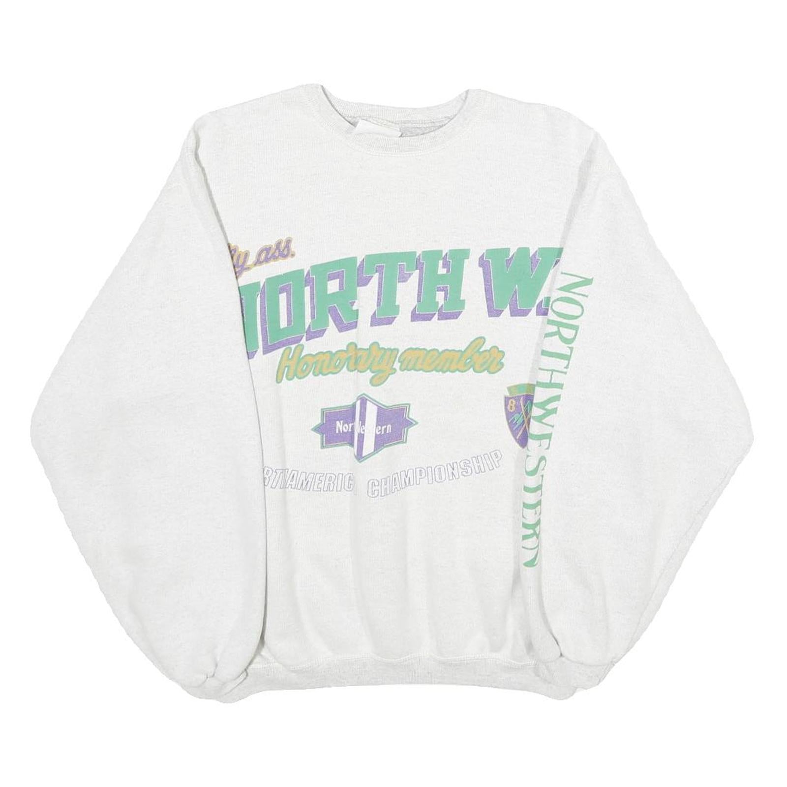 Womens White Sweatshirt M North West Crest Pullover Cotton Blend Casual Refurbished - N/A refurbished available on Cerqular
