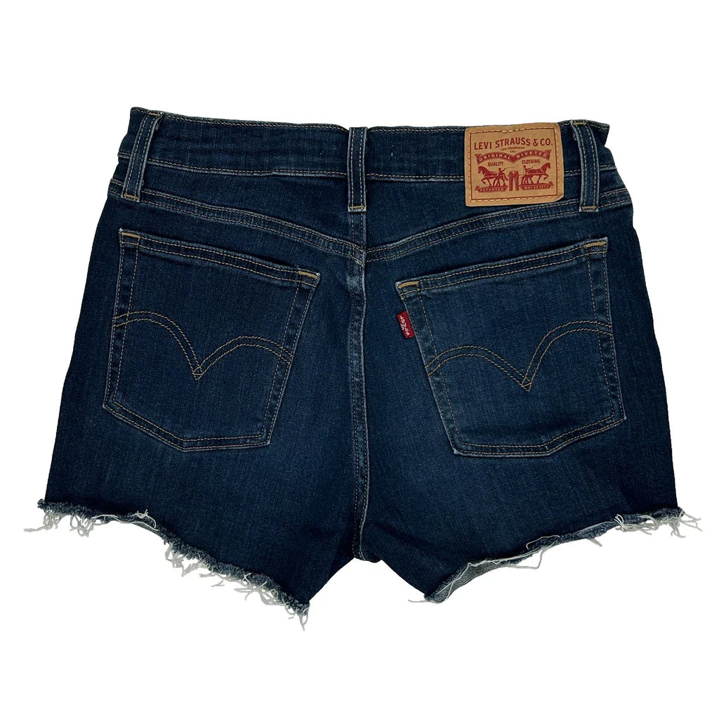 Levis Denim Shorts - 26W UK 6 Dark Wash Cotton Refurbished - Thrifted (note: this is a term often used to describe second- refurbished available on Cerqular