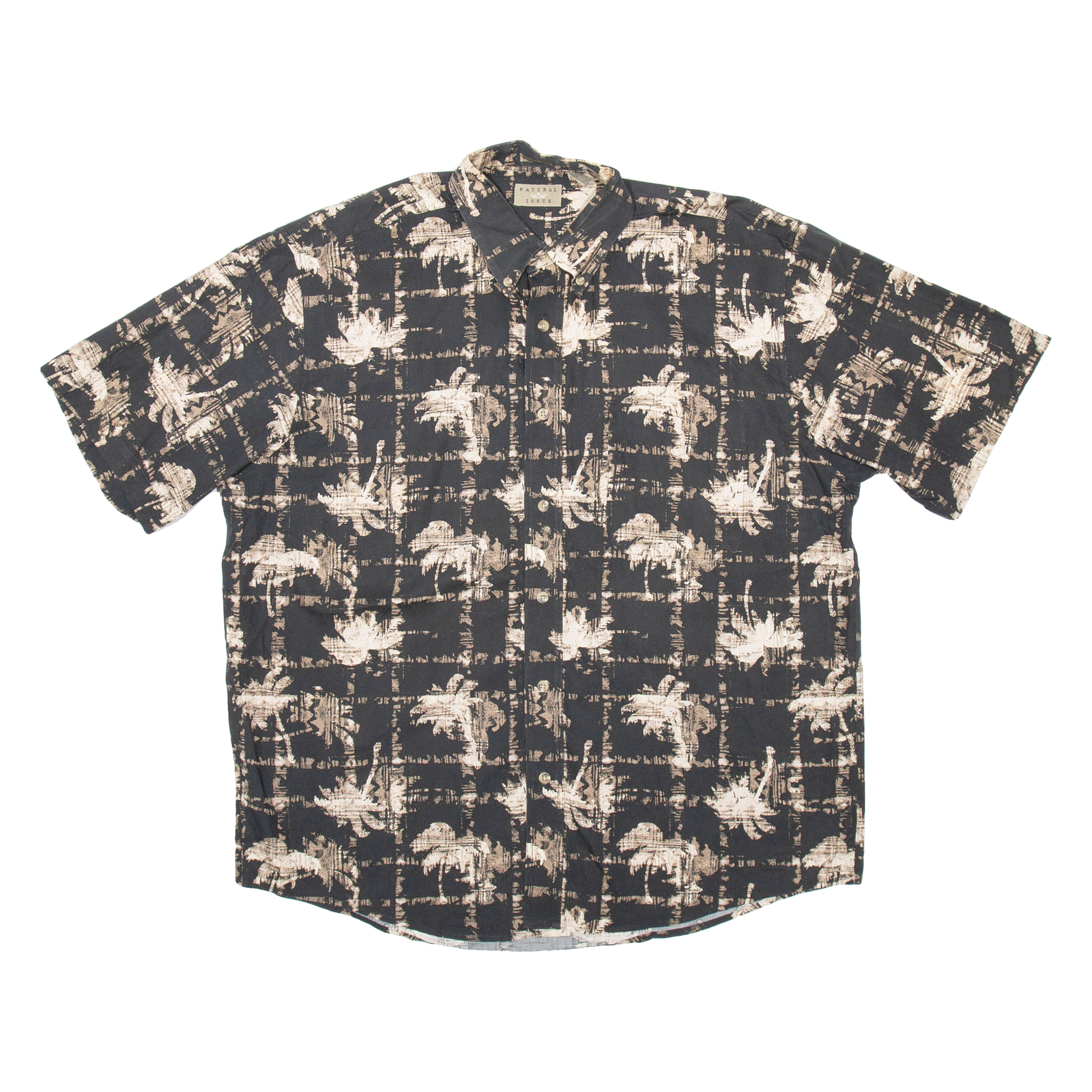 NATURAL ISSUE Mens Hawaiian Shirt Black Crazy Pattern L Refurbished - N/A refurbished available on Cerqular