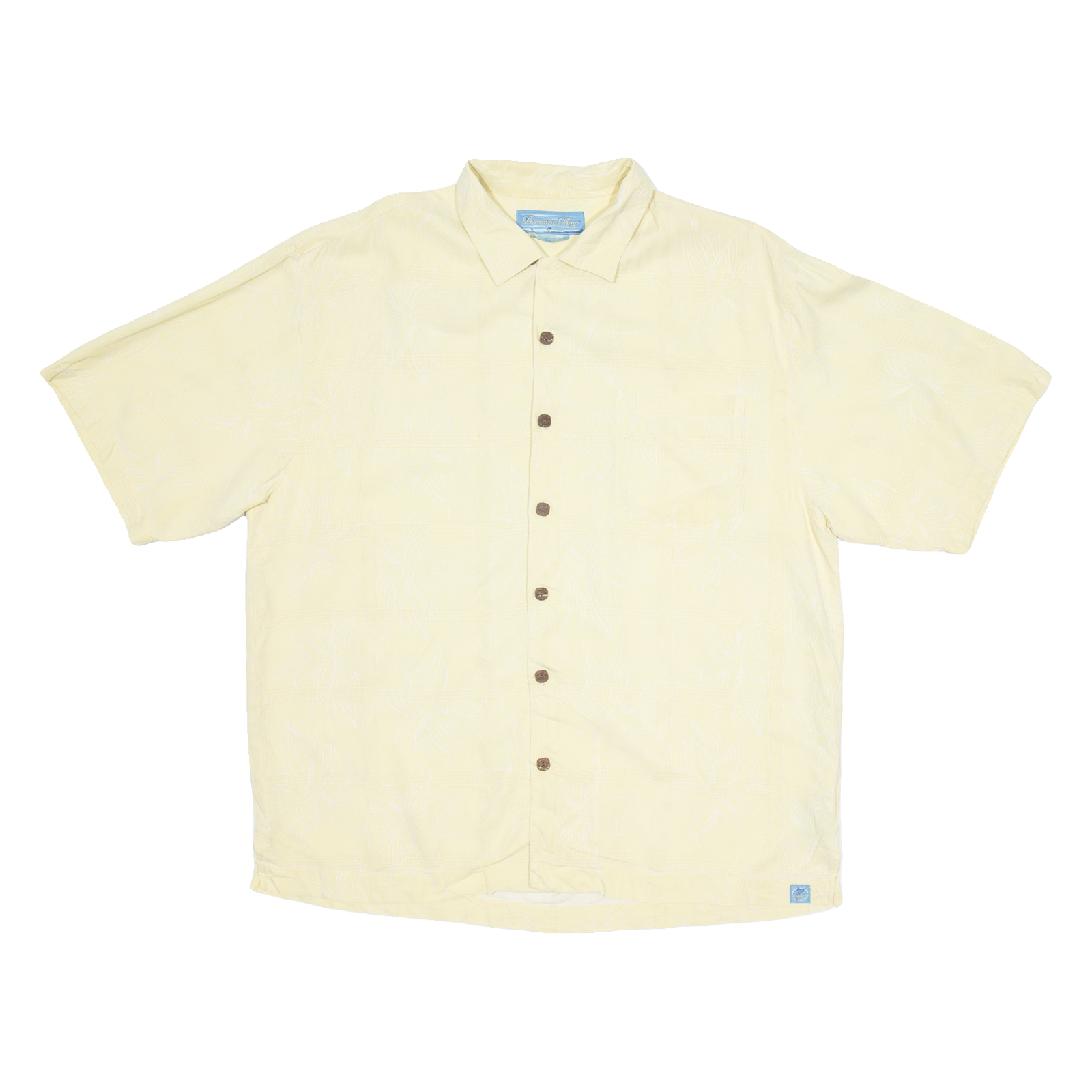 BERMUDA BAY Mens Hawaiian Shirt Yellow Floral XL Refurbished - N/A refurbished available on Cerqular