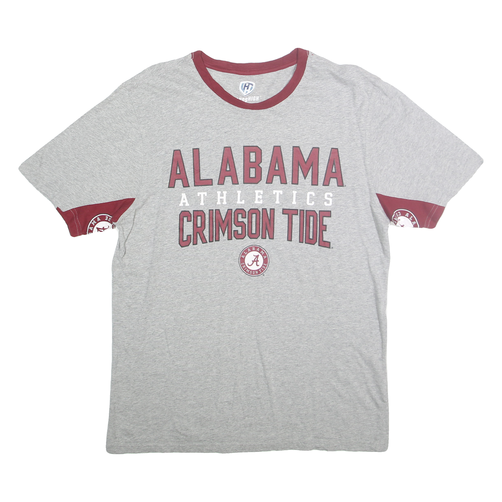 HANDSHIGH Mens Grey & Crimson Alabama Crimson Tide Graphic T-Shirt XL Short Refurbished - N/A refurbished available on Cerqular
