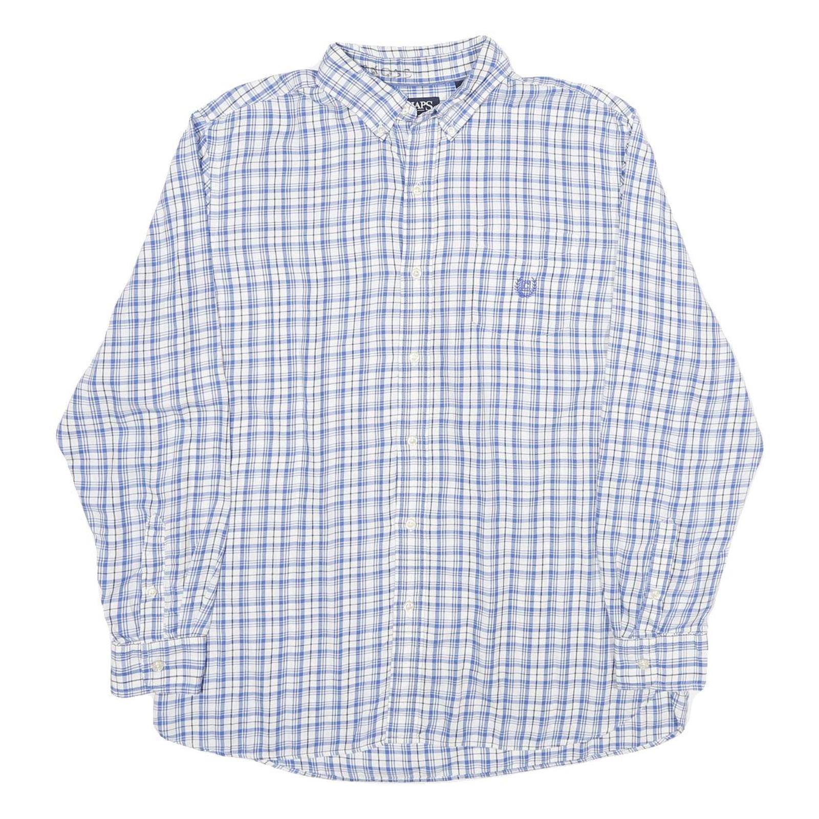 CHAPS Mens Blue Check Shirt L Button-Down Collar Long Sleeve Cotton Classic Refurbished - N/A refurbished available on Cerqular