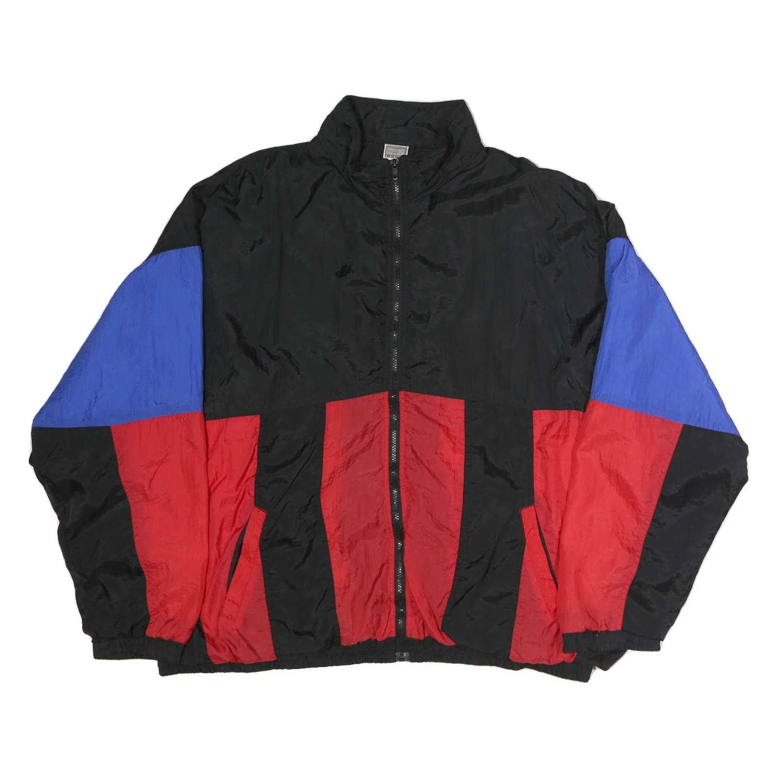 CHEETAH Mens Black & Red & Blue Nylon Zip Jacket 2XL Colourblock Casual Refurbished - N/A refurbished available on Cerqular