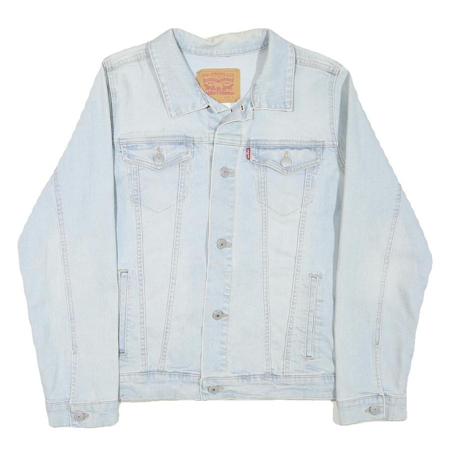 LEVI'S Womens Light Blue Denim Jacket L Cotton Blend Button Closure Classic Fit Refurbished - N/A refurbished available on Cerqular