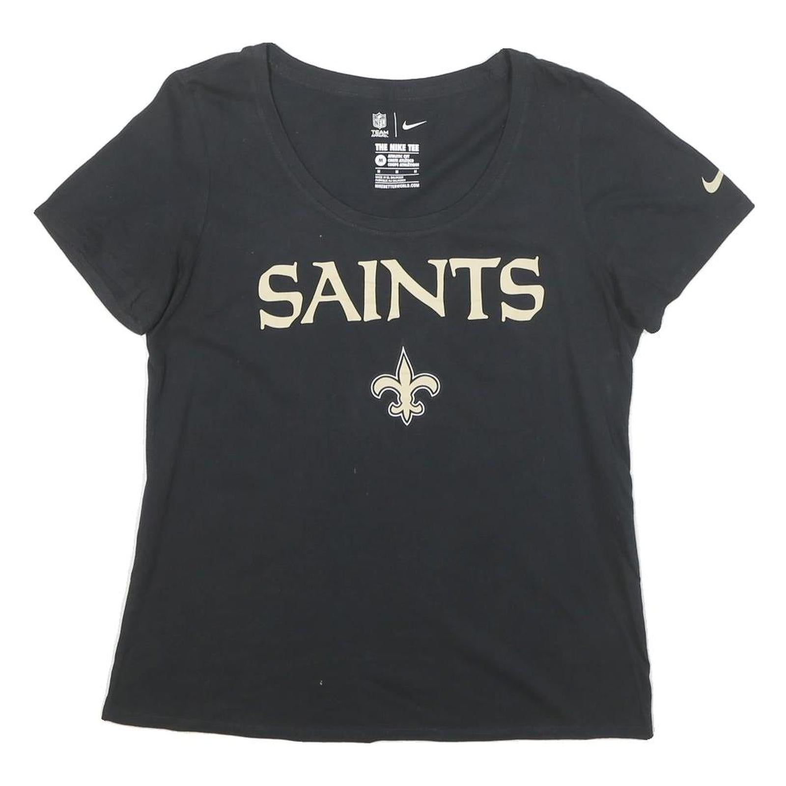 NIKE Womens Black Saints Graphic T-Shirt M Short Sleeve Round Neck Premium Refurbished - N/A refurbished available on Cerqular