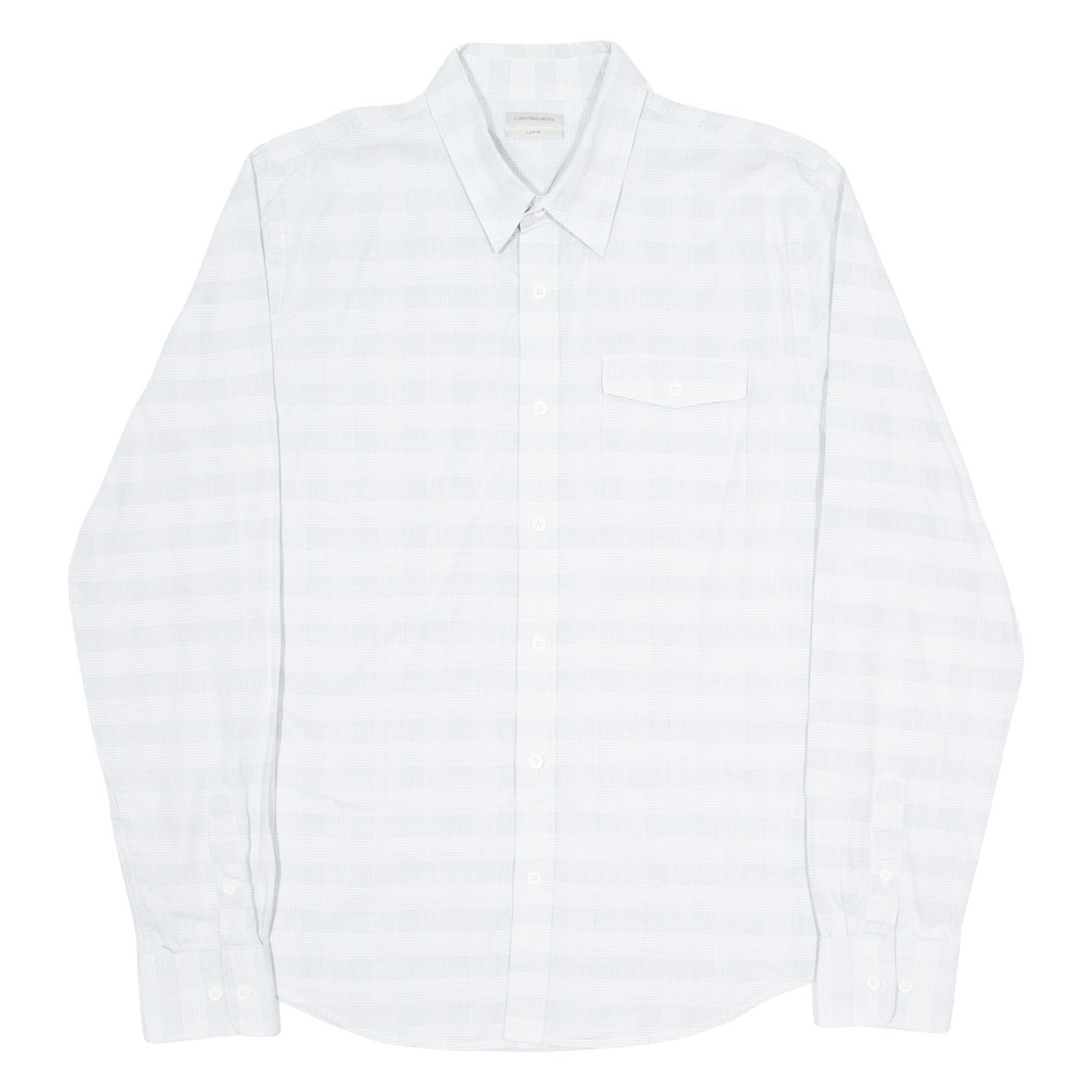 CALVIN KLEIN JEANS Mens Shirt White Striped Long Sleeve L Refurbished - N/A refurbished available on Cerqular