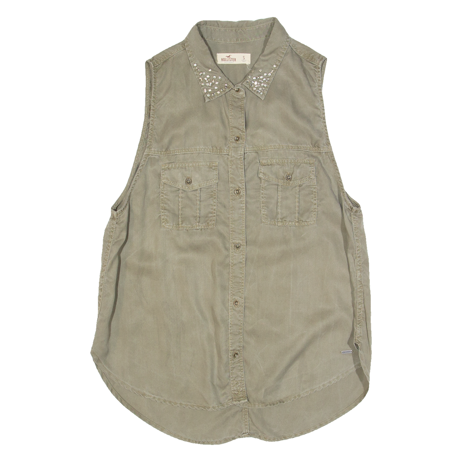 HOLLISTER Womens Shirt Green Collared Sleeveless S Refurbished - N/A refurbished available on Cerqular