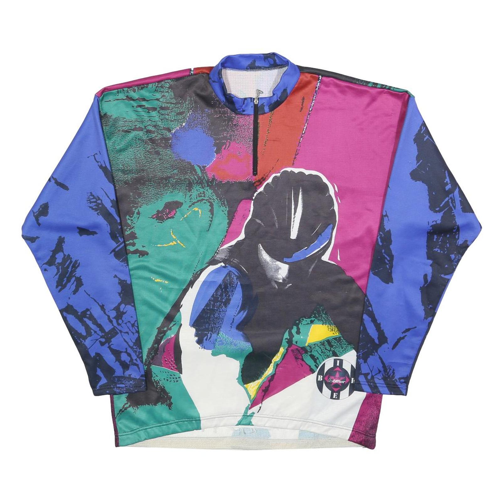 LOFFLER Mens Blue & Maroon Abstract Graphic T-Shirt XL Long Sleeve 1/4 Zip Refurbished - N/A refurbished available on Cerqular