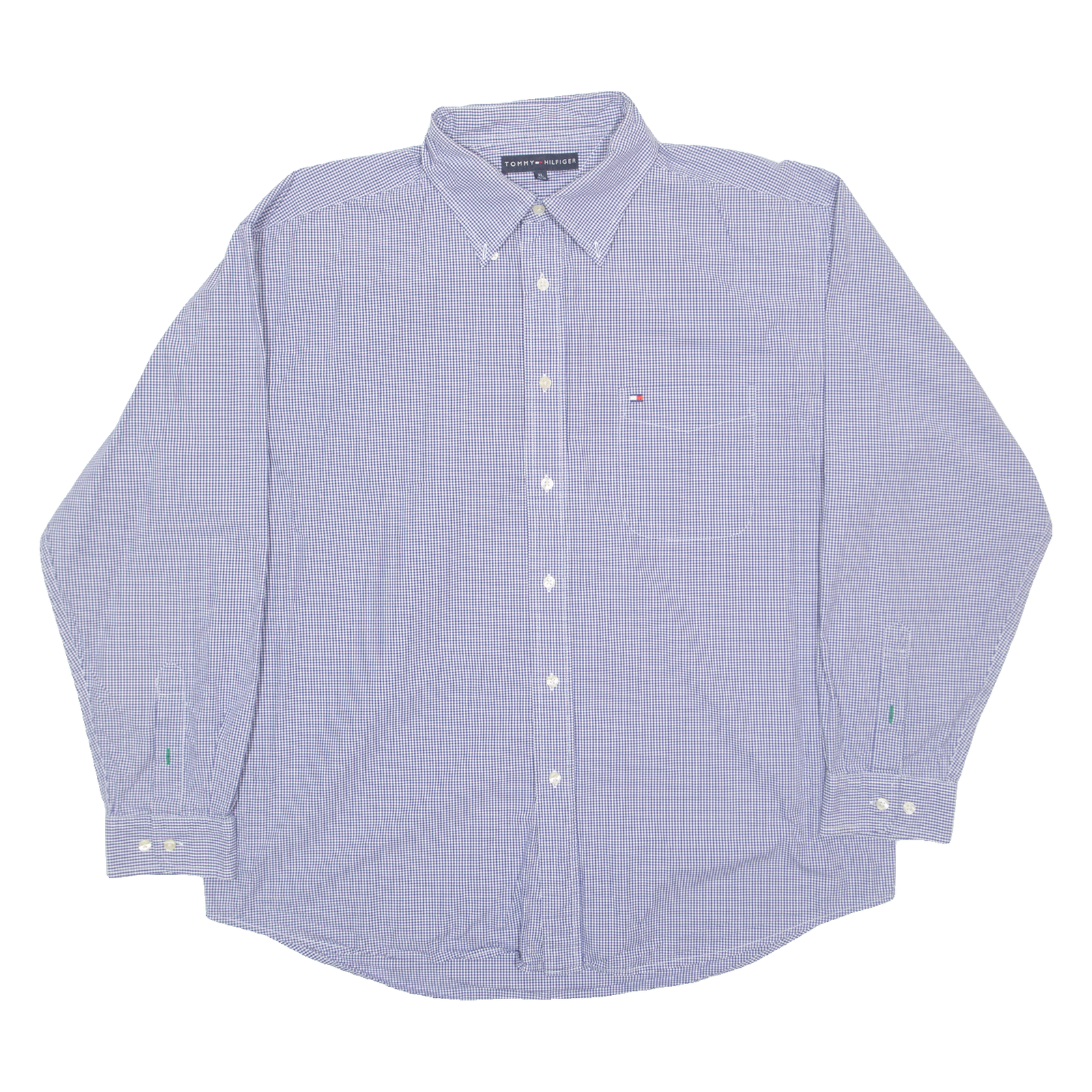 TOMMY HILFIGER Mens Shirt Blue Check Long Sleeve XL Refurbished - N/A refurbished available on Cerqular