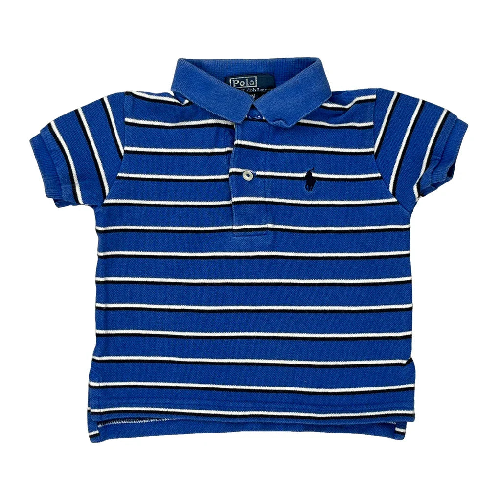 Age 9 Months Polo By Ralph Lauren Striped Polo Shirt - 3XS Blue Cotton Refurbished - Thrifted (note: this is a term often used to describe second- refurbished available on Cerqular