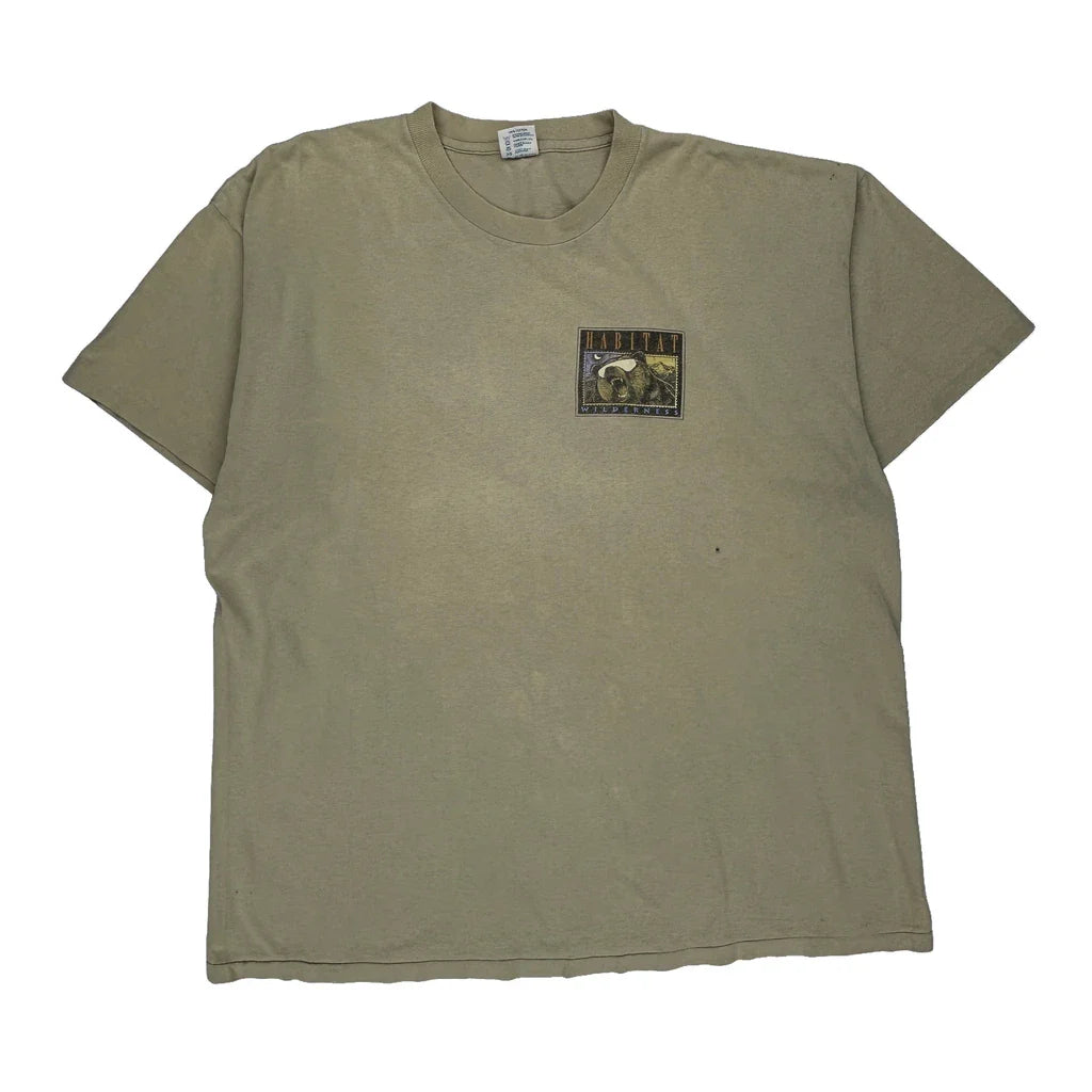 Wilderness Delta Single Stitch T-Shirt - XL Beige Cotton Refurbished - Thrifted (note: this is a term often used to describe second- refurbished available on Cerqular