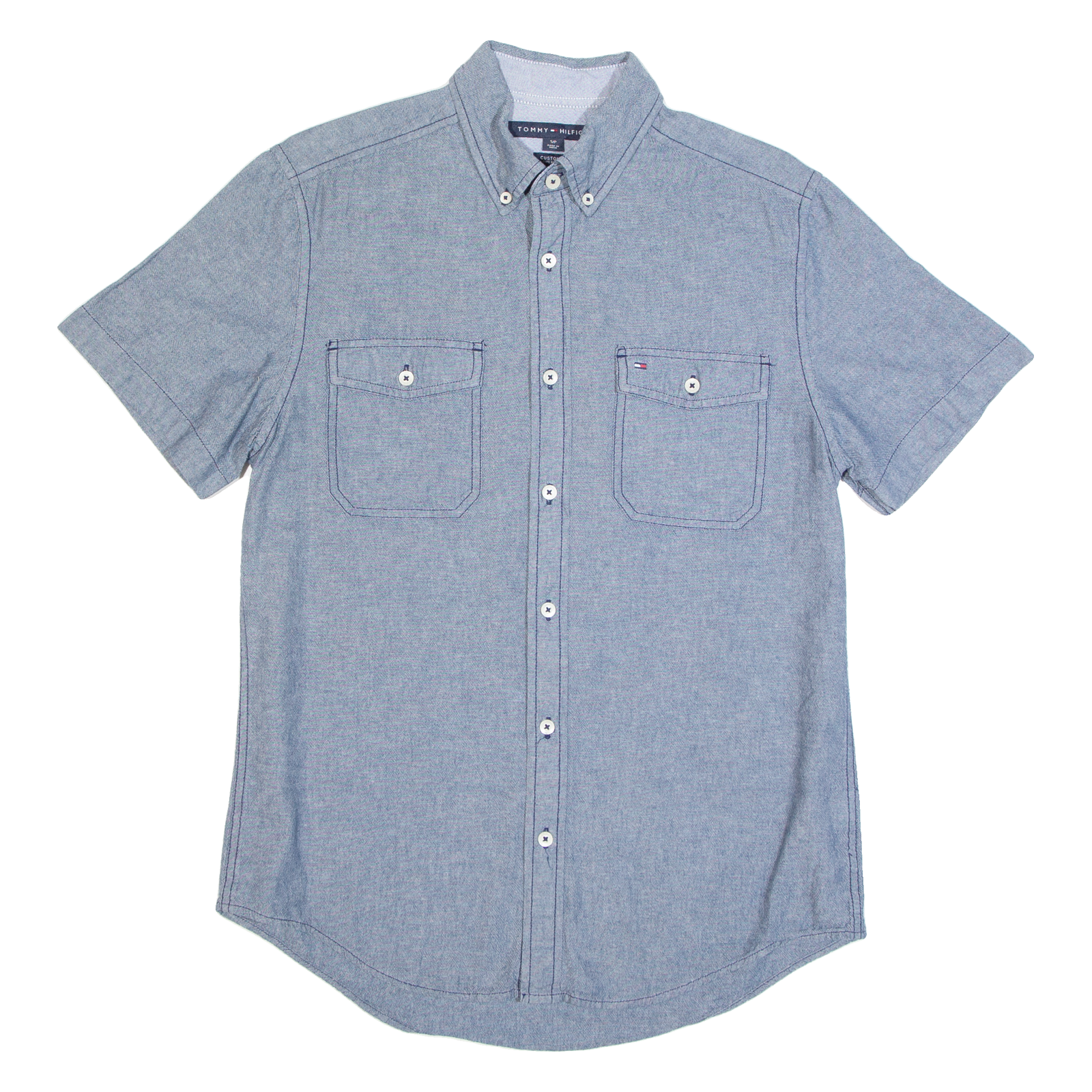 TOMMY HILFIGER Denim Look Mens Plain Shirt Blue S Refurbished - N/A refurbished available on Cerqular