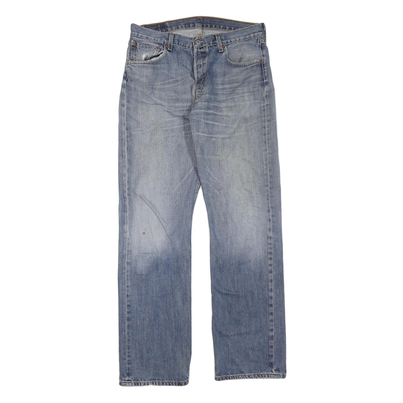 LEVI'S 501 Mens Jeans Blue Regular Straight Denim Medium W34 L34 Classic Button Refurbished - N/A refurbished available on Cerqular