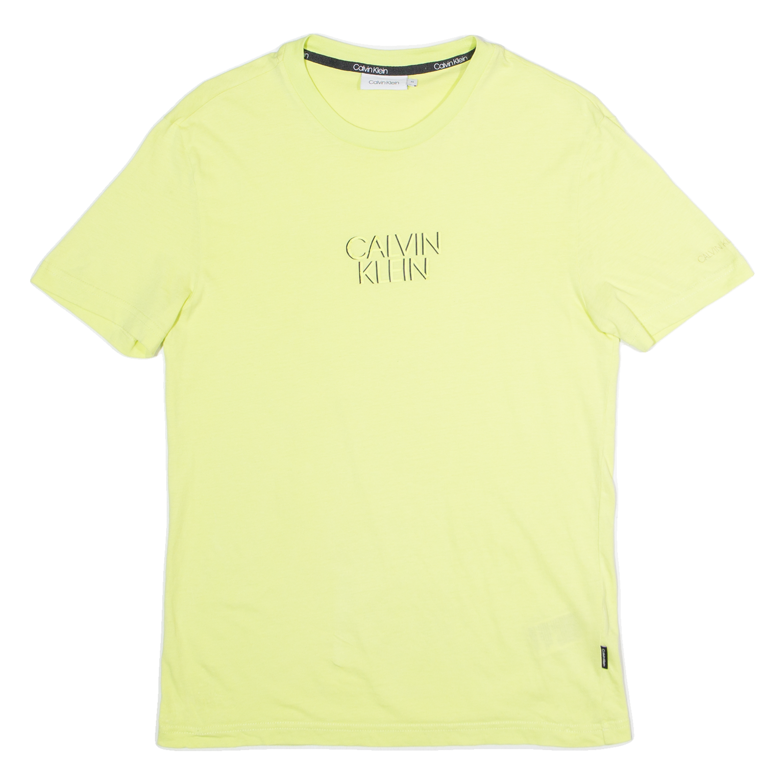 CALVIN KLEIN Mens T-Shirt Yellow Crew Neck XS Refurbished - N/A refurbished available on Cerqular