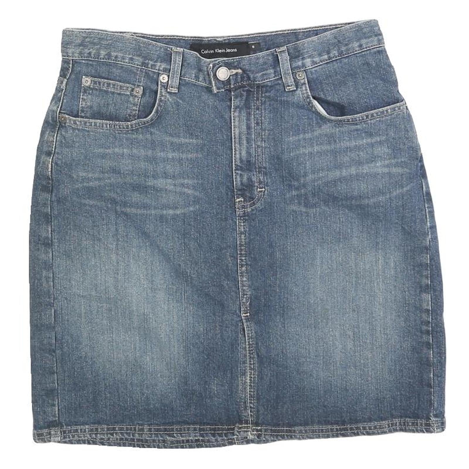 CALVIN KLEIN JEANS Womens Blue Denim Straight Knee Length Denim Plain M Casual Refurbished - N/A refurbished available on Cerqular