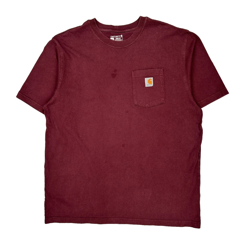 Buy Carhartt T-Shirt - XL Burgundy Cotton Refurbished - $20.09 Carhartt T-Shirt - XL Burgundy Cotton Refurbished - Thrifted (note: this is a term often used to describe second- refurbished available on Cerqular