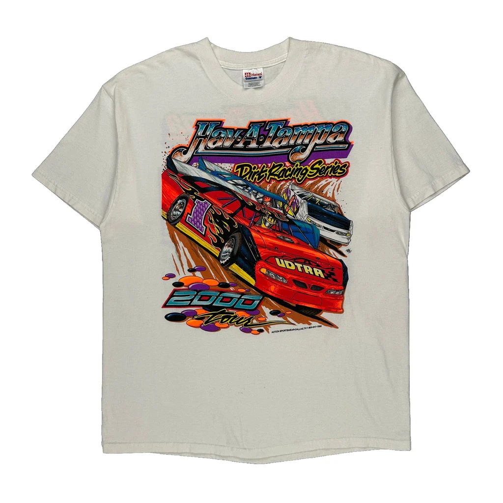 Dirt Racing Series Hanes Graphic T-Shirt - XL Multicoloured Cotton Refurbished - Thrifted (note: this is a term often used to describe second- refurbished available on Cerqular