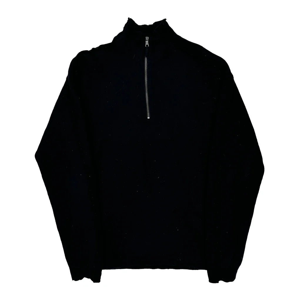 Armani Exchange 1/4 Zip - Large Black Wool Refurbished - Thrifted (note: this is a term often used to describe second- refurbished available on Cerqular