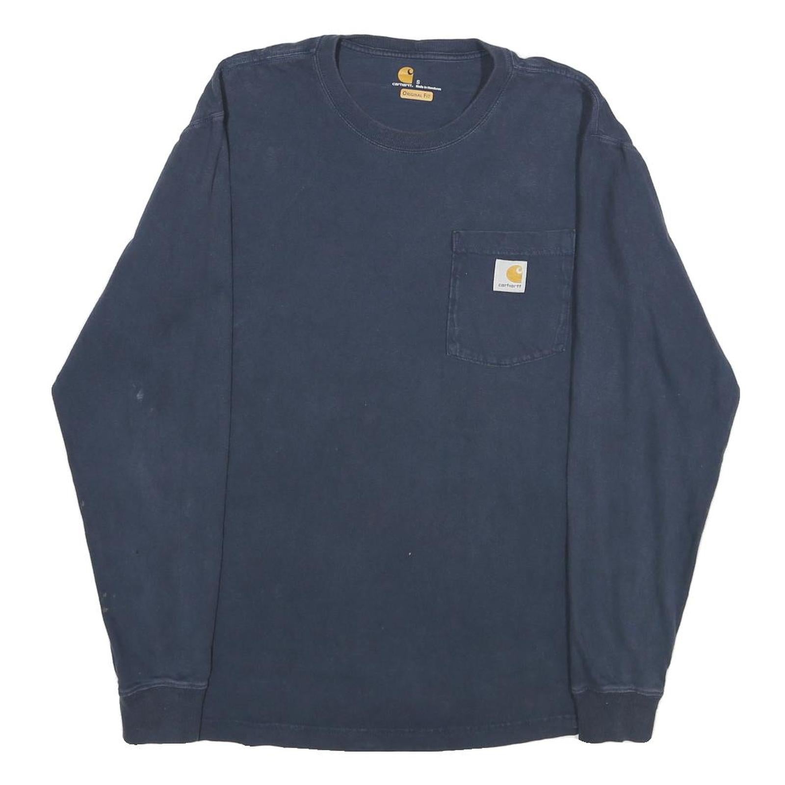 CARHARTT Mens Blue Long Sleeve T-Shirt S Crew Neck Cotton Pocket Refurbished - N/A refurbished available on Cerqular