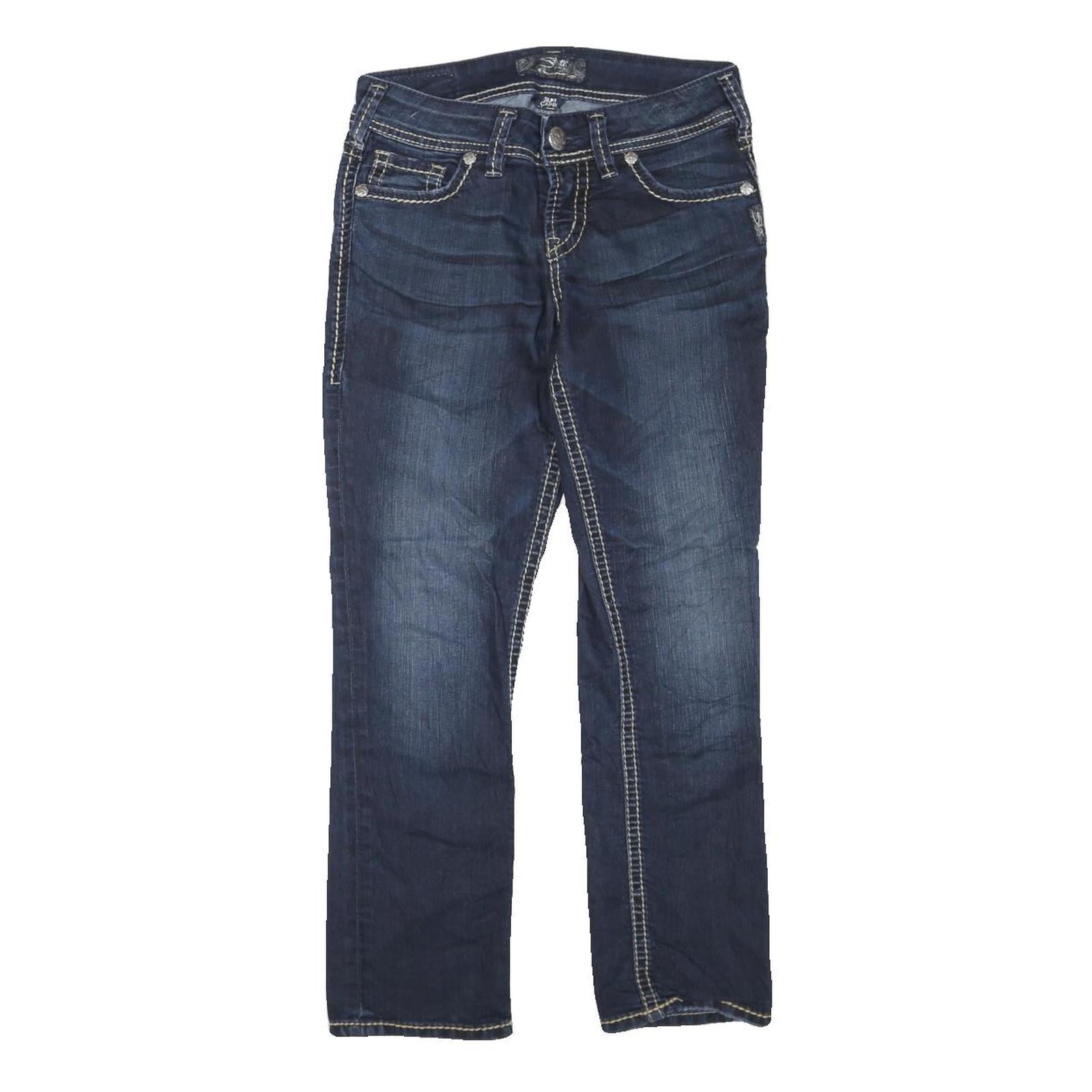 SILVER Womens Jeans Blue Regular Straight Denim Medium W28 L24 Stylish Contrast Refurbished - N/A refurbished available on Cerqular