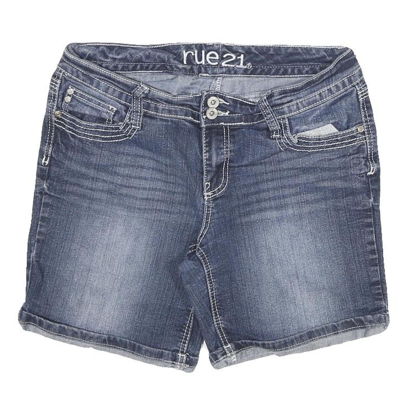 RUE 21 Womens Denim Blue Casual Shorts L W30 Embroidered Pockets Stylish Refurbished - N/A refurbished available on Cerqular