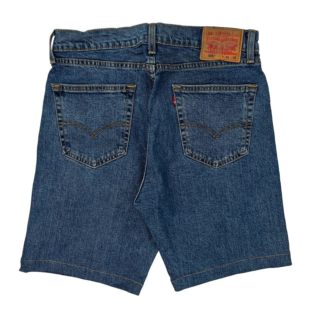 Levis Denim Shorts - 32W 10L Blue Cotton Refurbished - Thrifted (note: this is a term often used to describe second- refurbished available on Cerqular