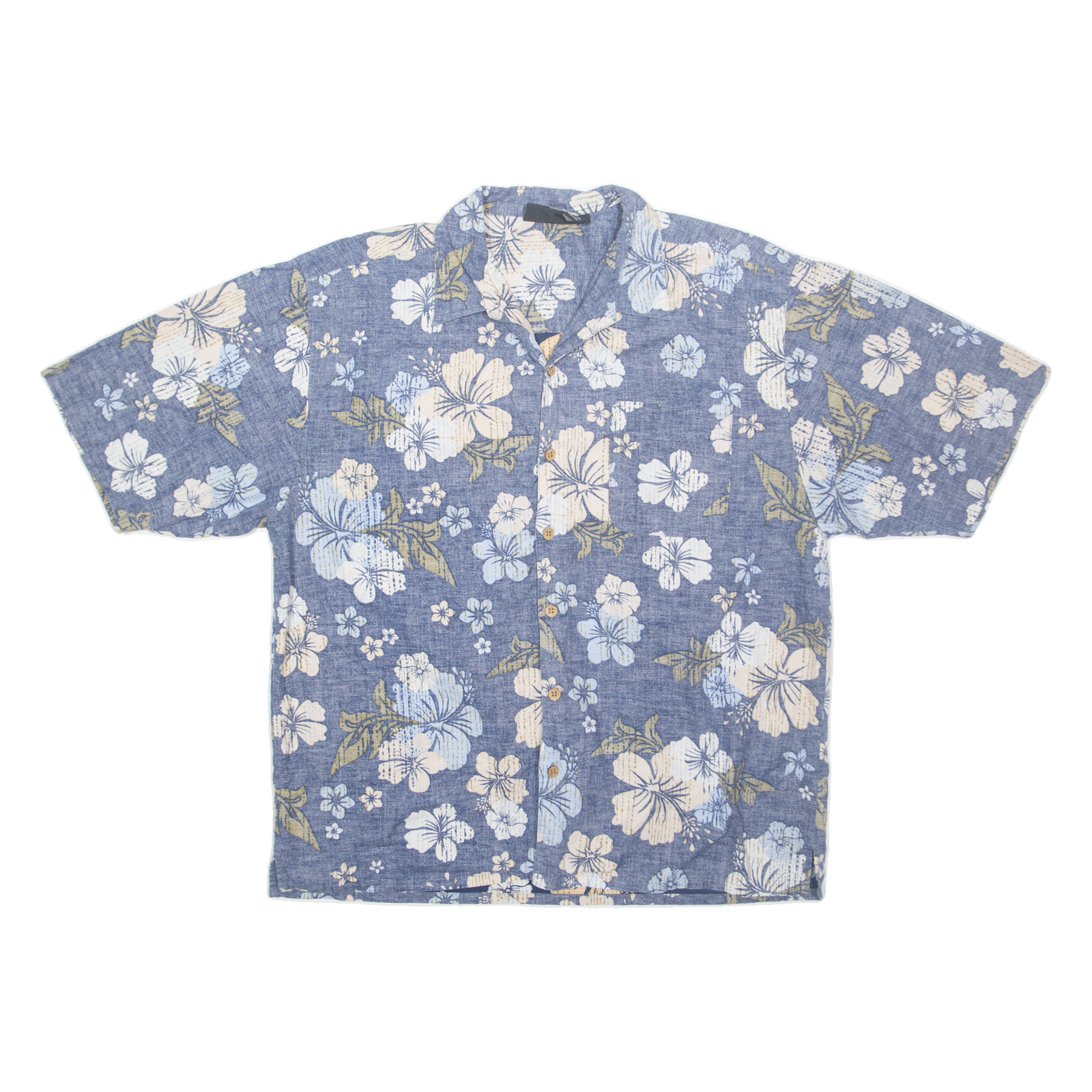 OO SPOONS Mens Hawaiian Shirt Blue Floral XL Refurbished - N/A refurbished available on Cerqular